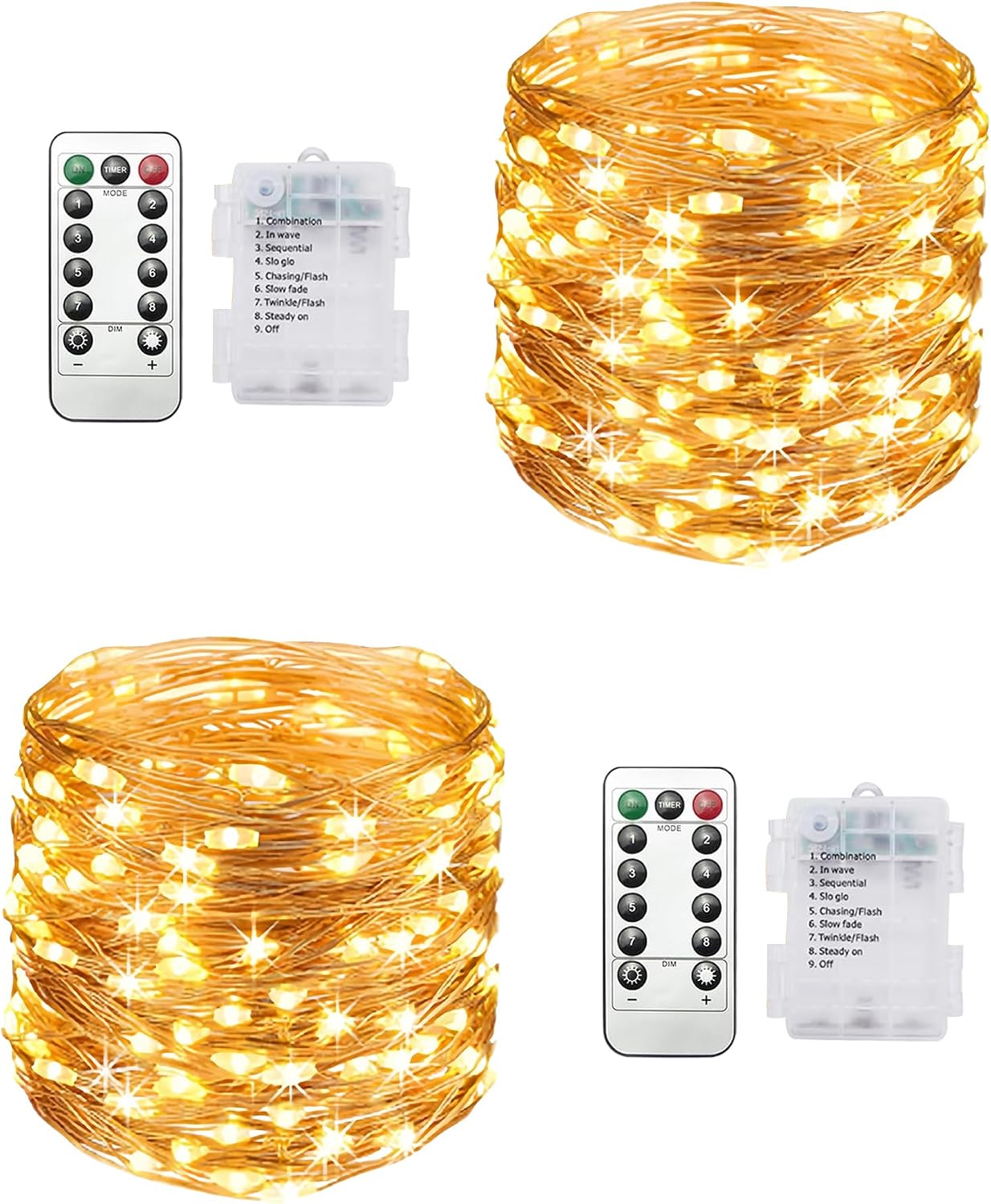 Detalle de Clearhill LRS-101 lichtsnoer met 200 warmwitte leds, 8 modi en timer