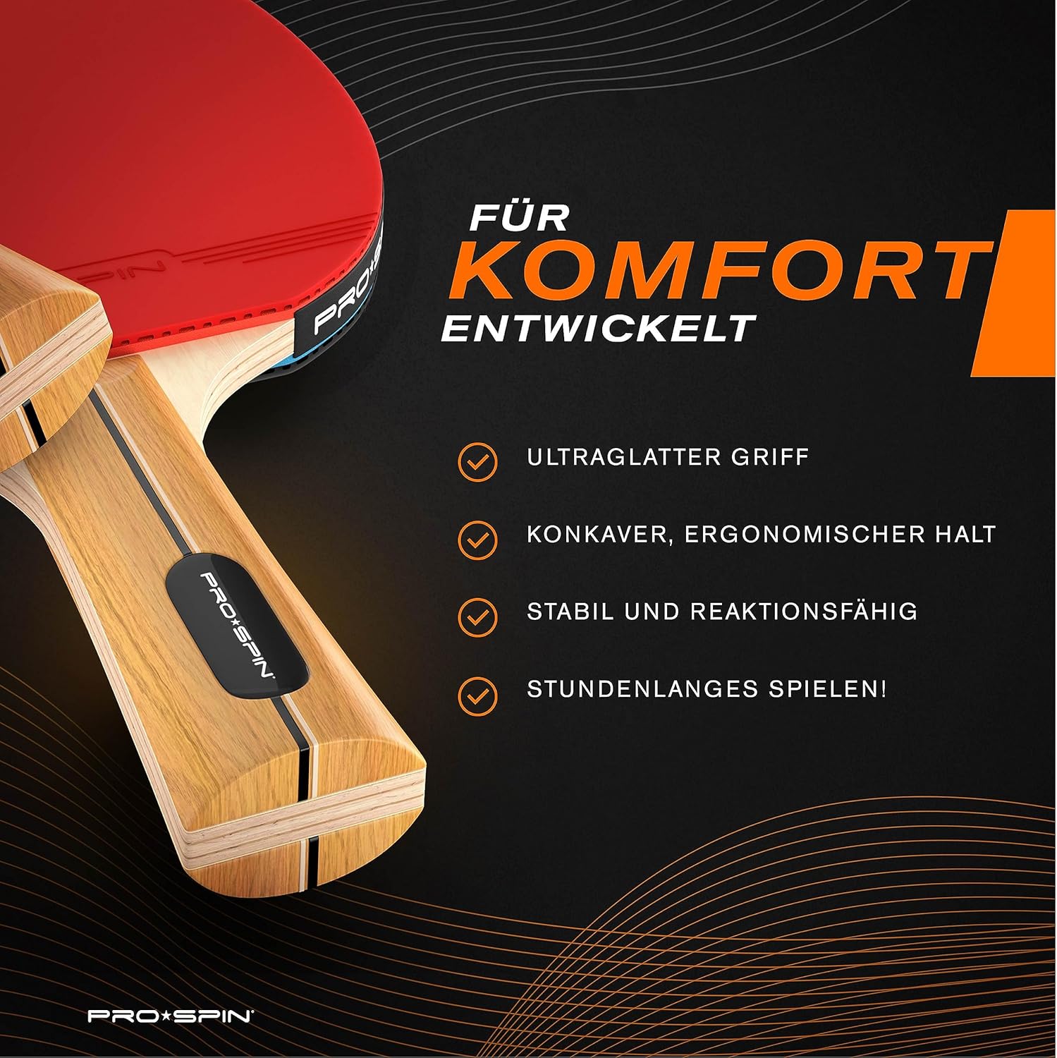 Thumbnail 3 de PRO-SPIN Tischtennisschläger – Hochleistungs-Set mit 2 Schlägern, 3 Bällen und Tasche