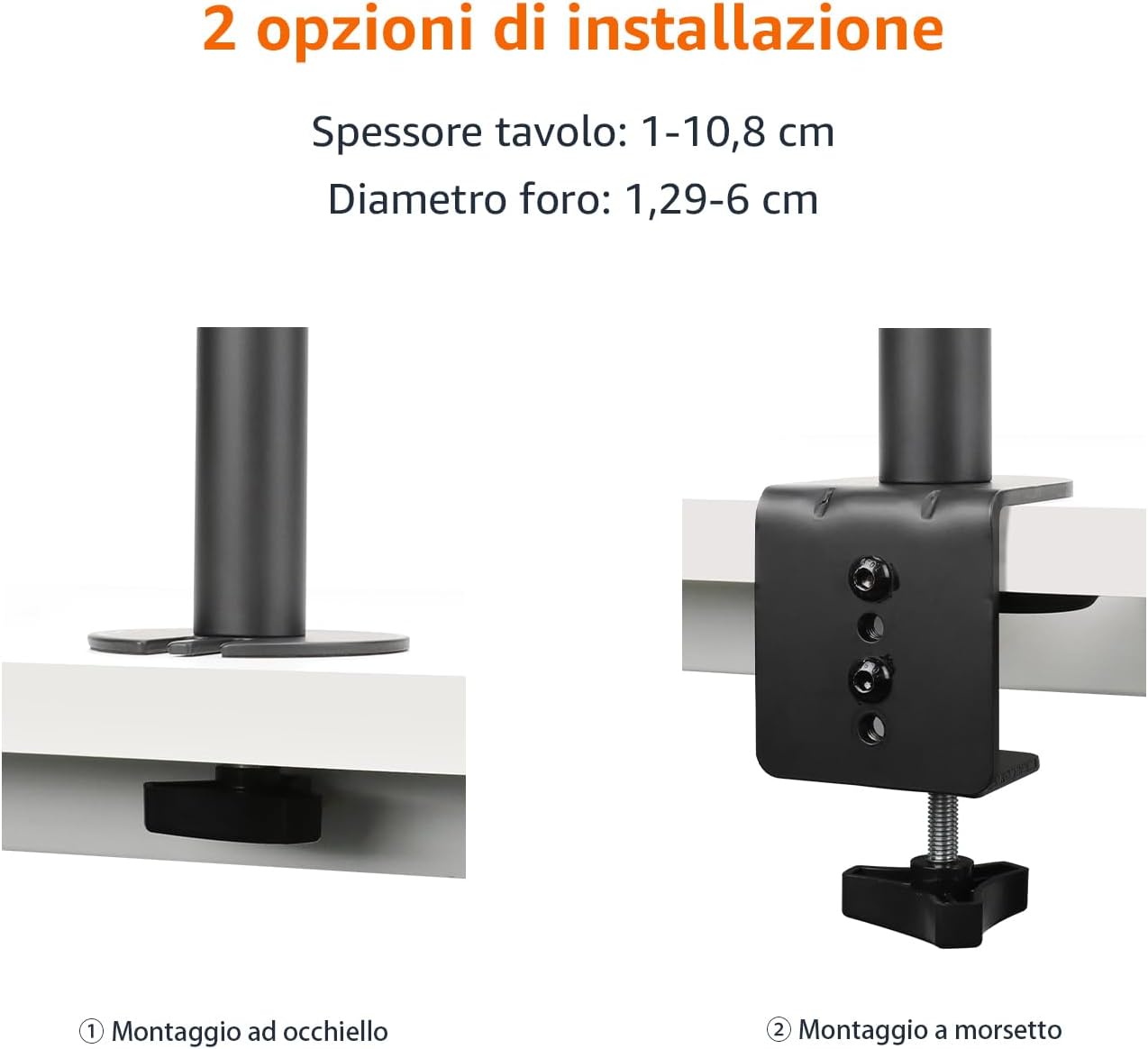 Detalle de Amazon Basics supporto a braccio regolabile per monitor singolo fino a 32" (81,3 cm) Nero