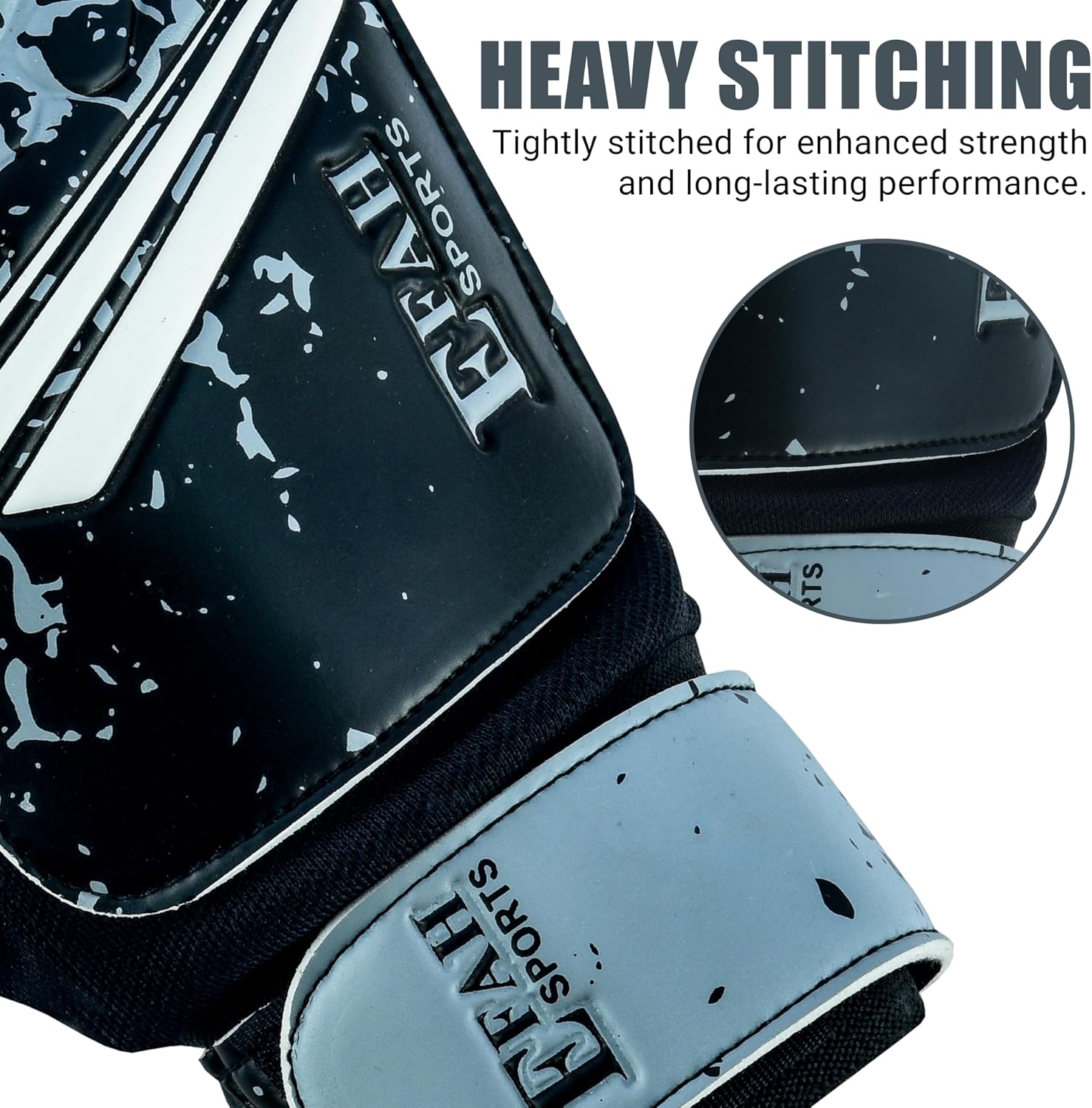 Thumbnail 3 de EFAH SPORTS HU-XI-201 Size 4 Soccer Goalie Gloves, Latex Palm, Black/Gray