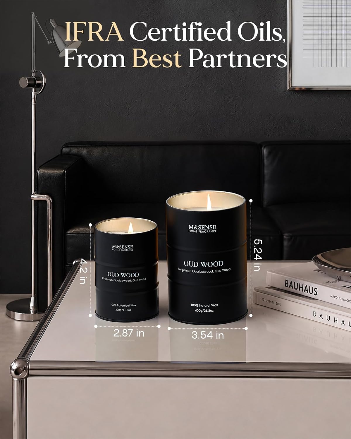 Detalle 2 de M&SENSE MSTC0241L OudWOOD Soy Wax Candle, 21.2 oz Oud Wood