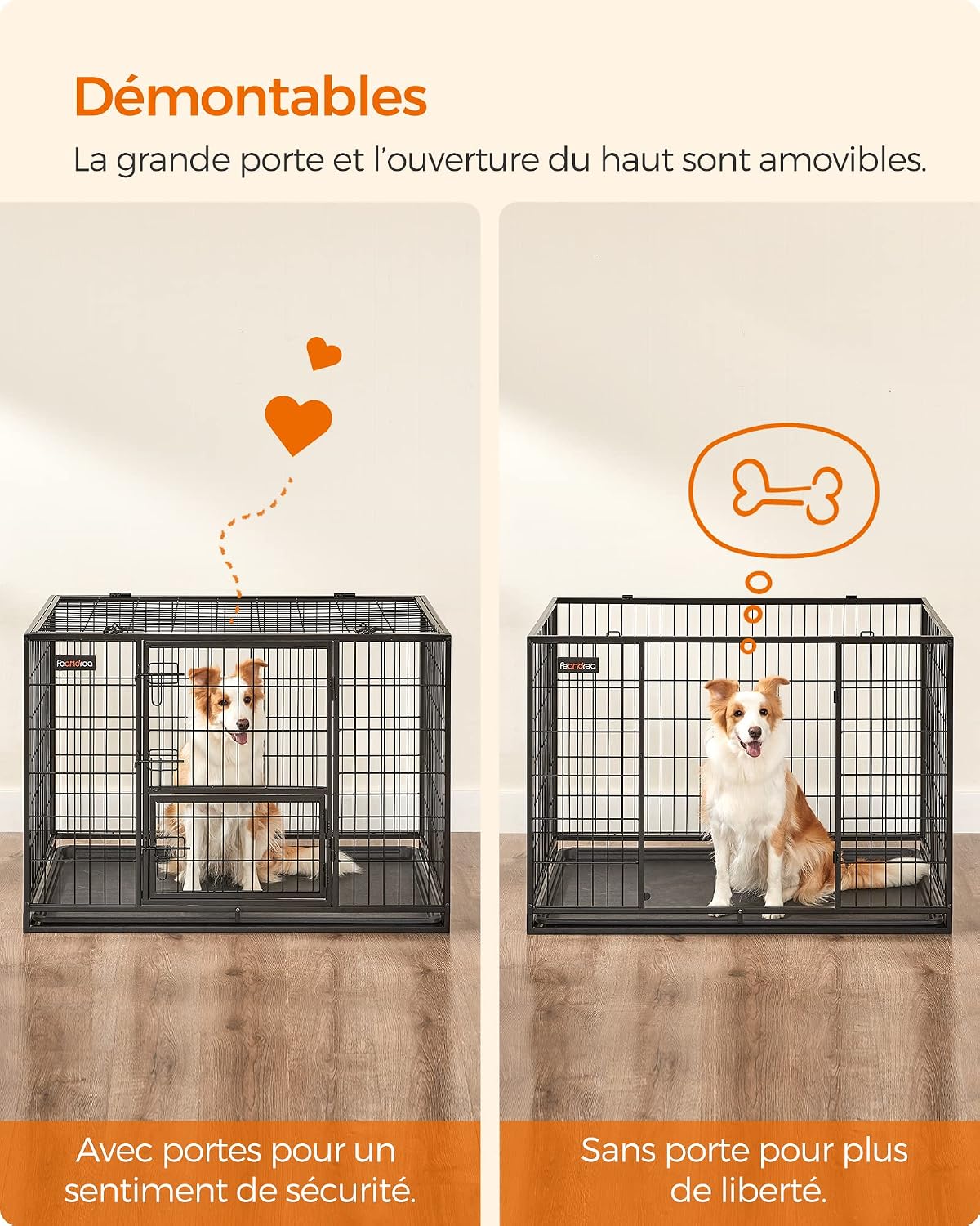 Thumbnail 5 de Feandrea PPD001B01 Cage chien 107×70×75 cm