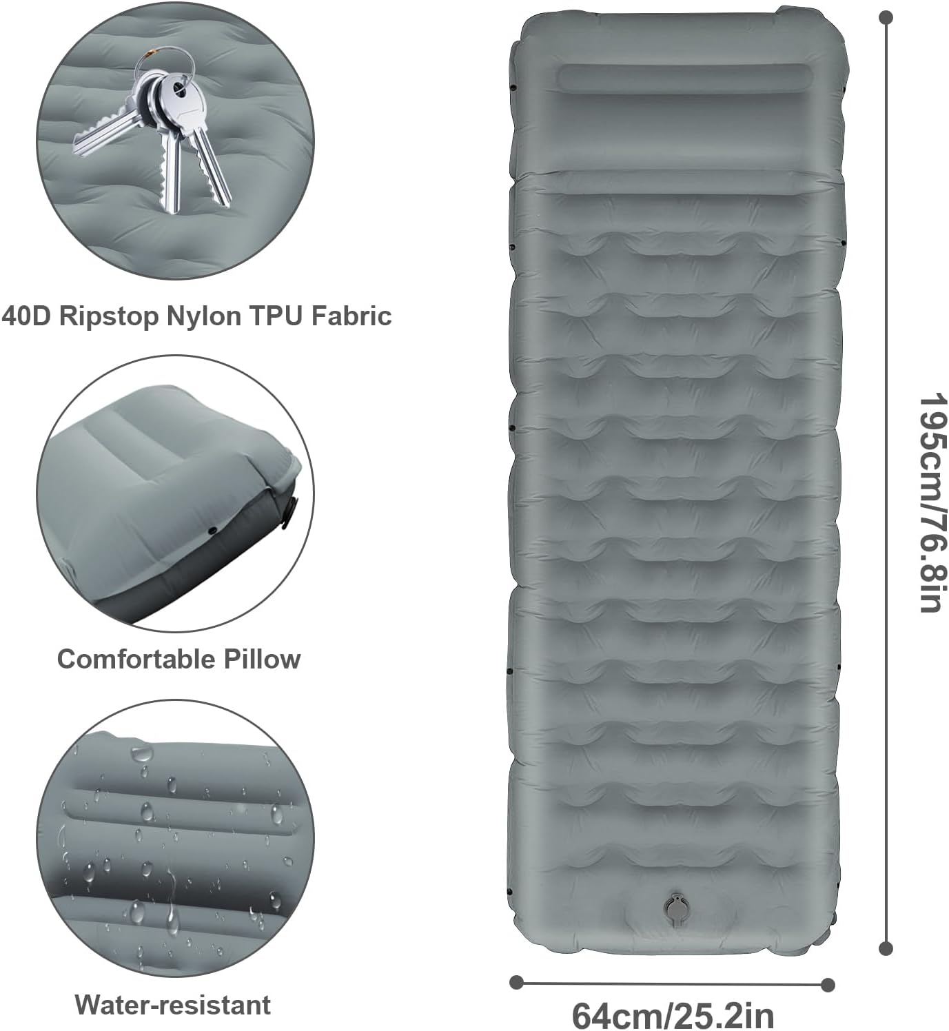 Detalle de Hsweeth Matelas Camping Autogonflant 12 cm – Confort et Légereté pour Randonnée