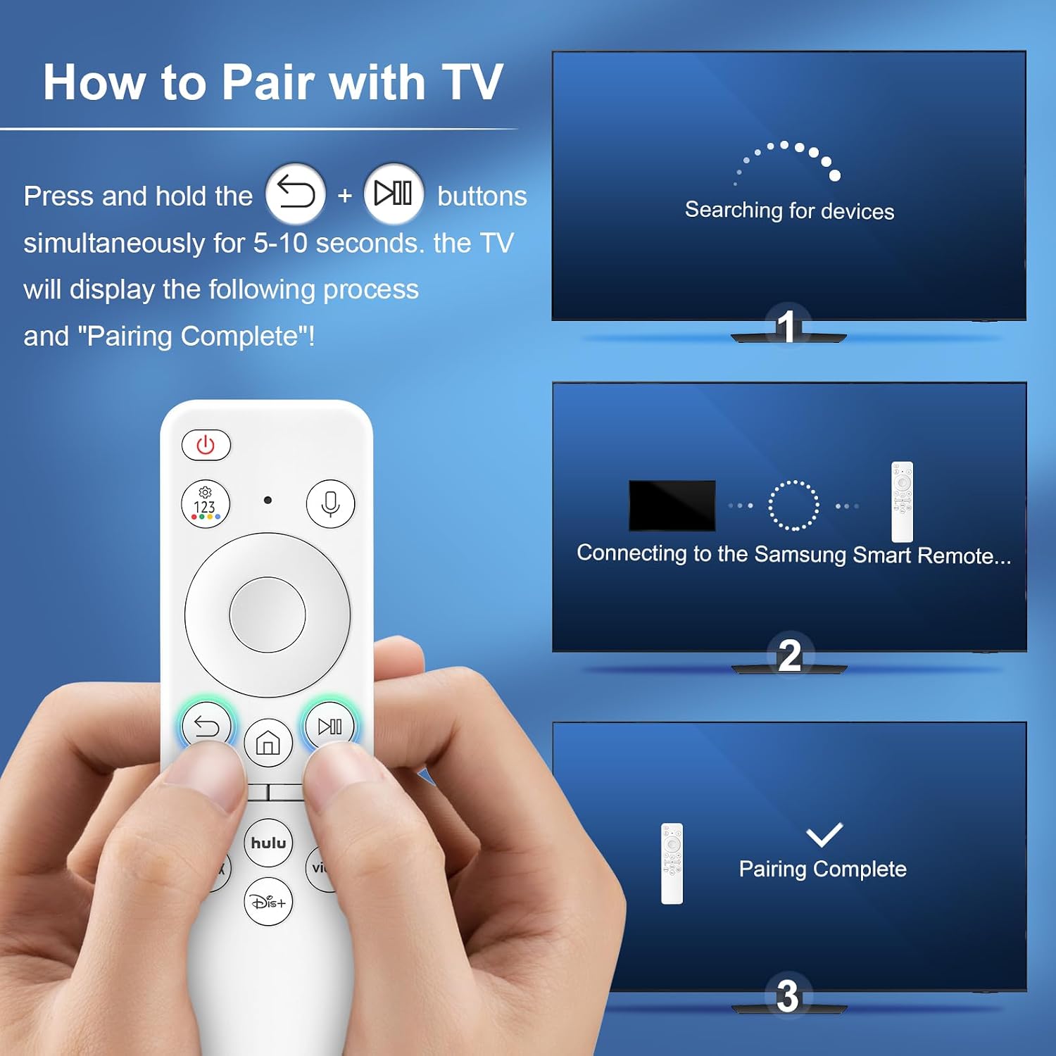 Detalle de Rechargeable Voice Remote for Samsung Smart TVs (2021–2025) with USB-C Charging and Voice Search