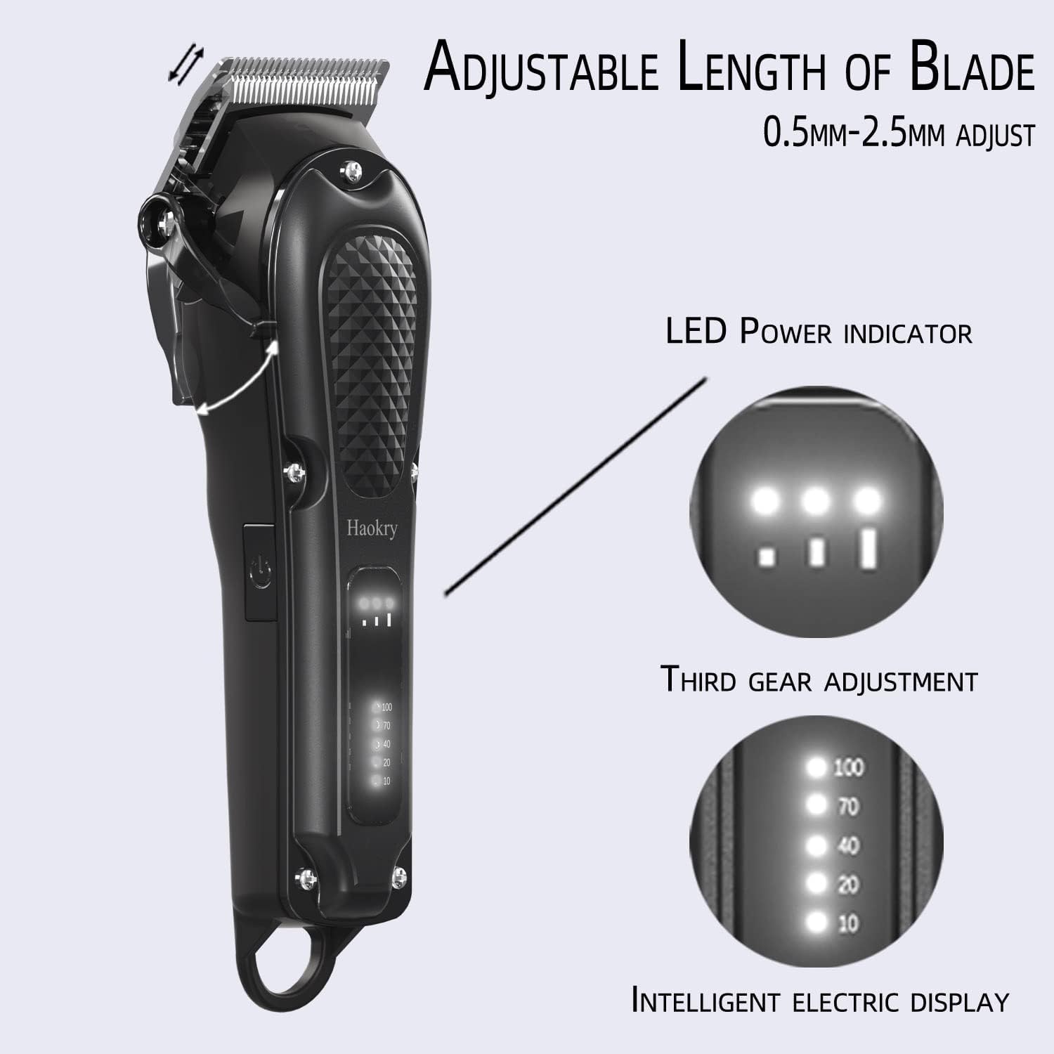 Detalle 2 de Haokry Cordless & Corded Hair Clippers Professional Kit with Adjustable Guards