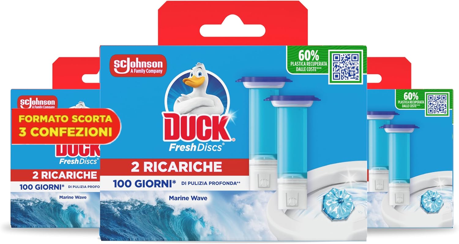 Detalle de Duck Fresh Discs – Dischi gel igienizzanti WC, Brezza Marine, 36 Dischi (6 Ricariche)
