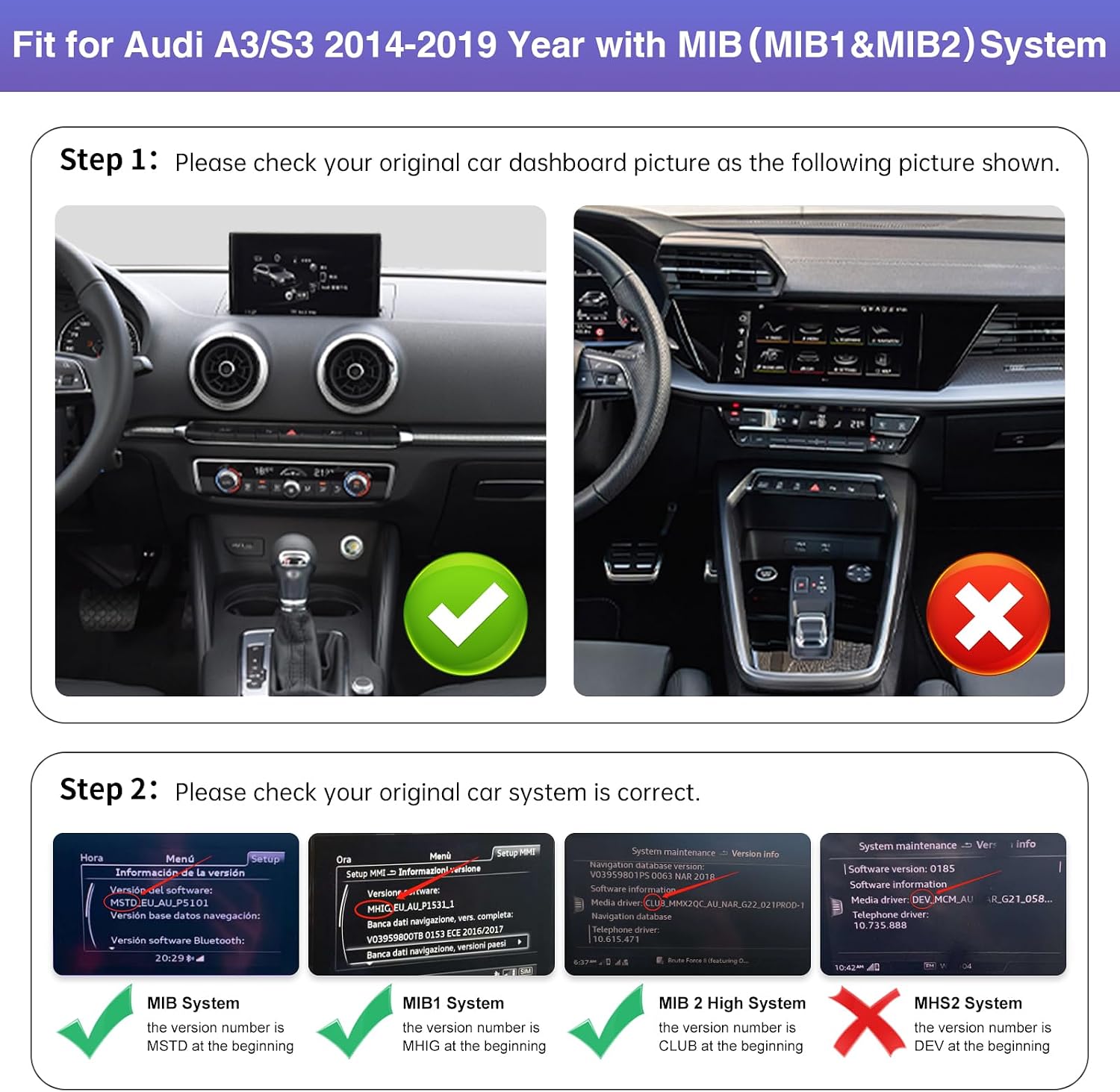 Detalle de Road Top autoradio da 12,3 pollici senza fili con CarPlay per Audi A3/S3 2014-2019 (MIB)