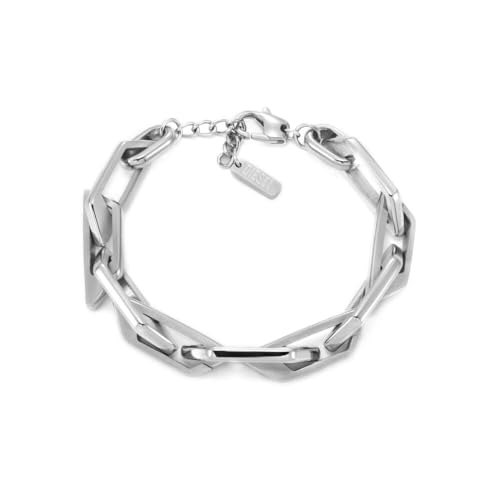 Detalle de Diesel Pulsera de hombre en acero inoxidable tono plateado con cierre de langosta