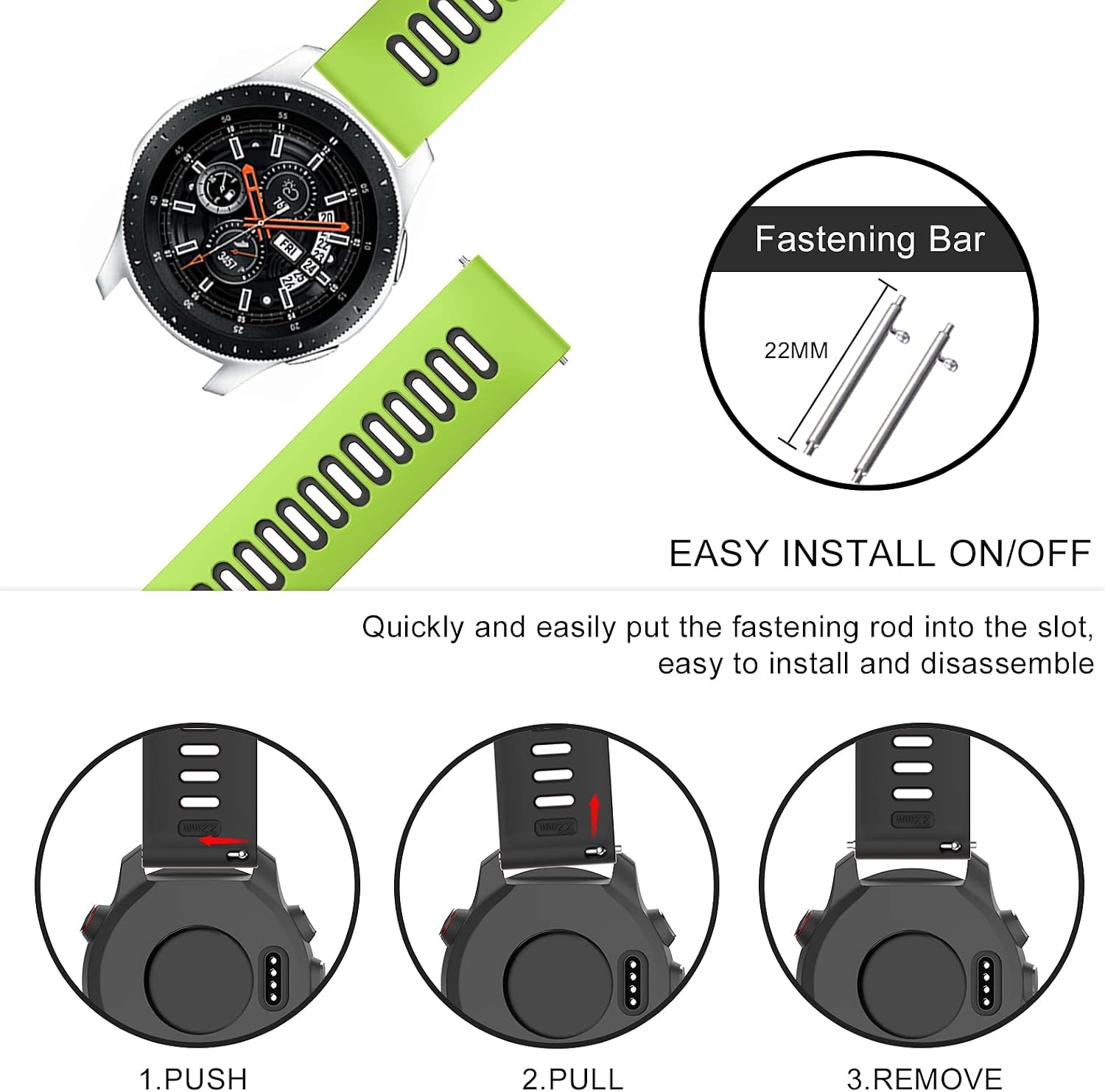 Thumbnail 3 de OVERSTEP 22mm silicone smartwatch strap