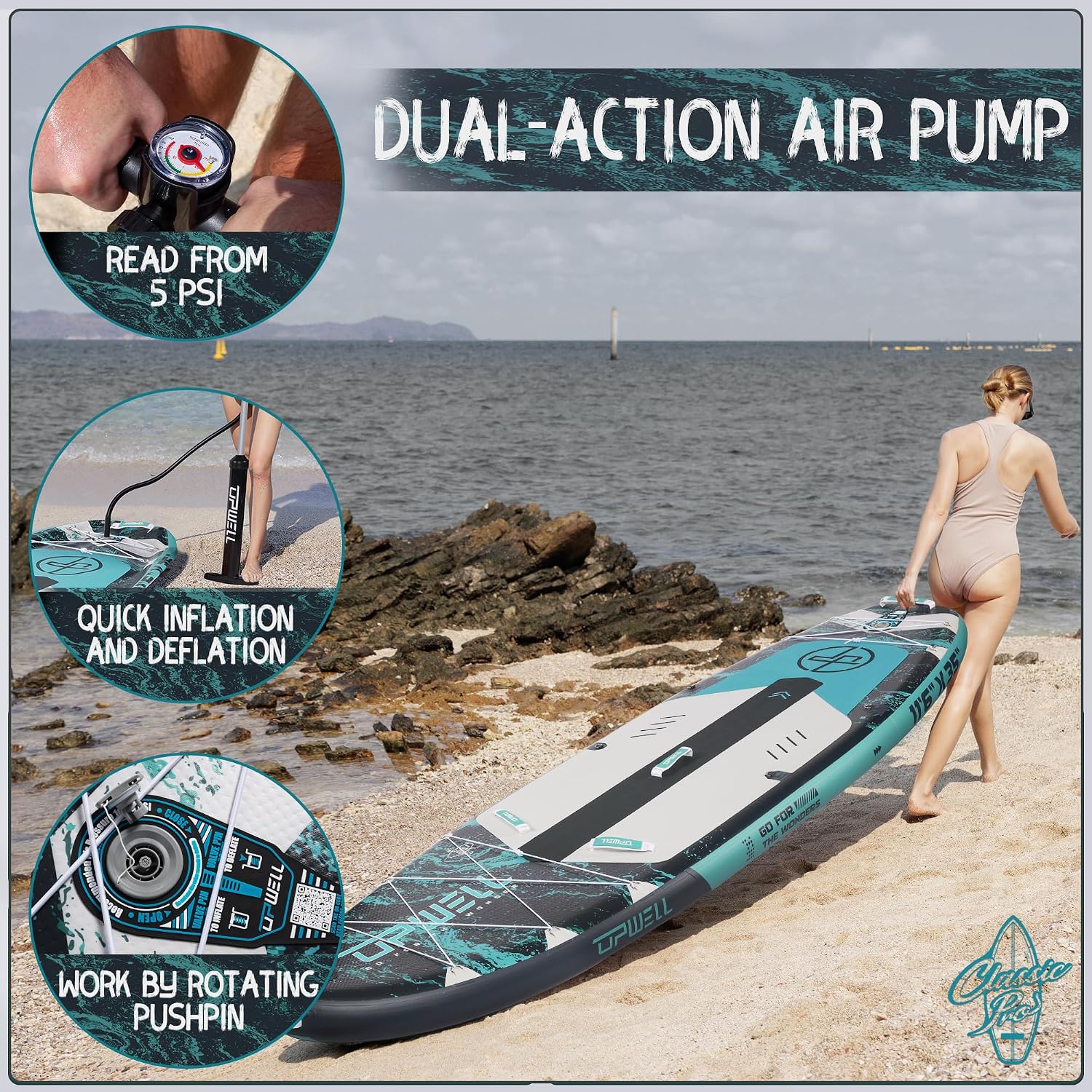 Detalle de UPWELL 11'6" Inflatable Paddle Board: Stable All-Around SUP for Families and Beginners