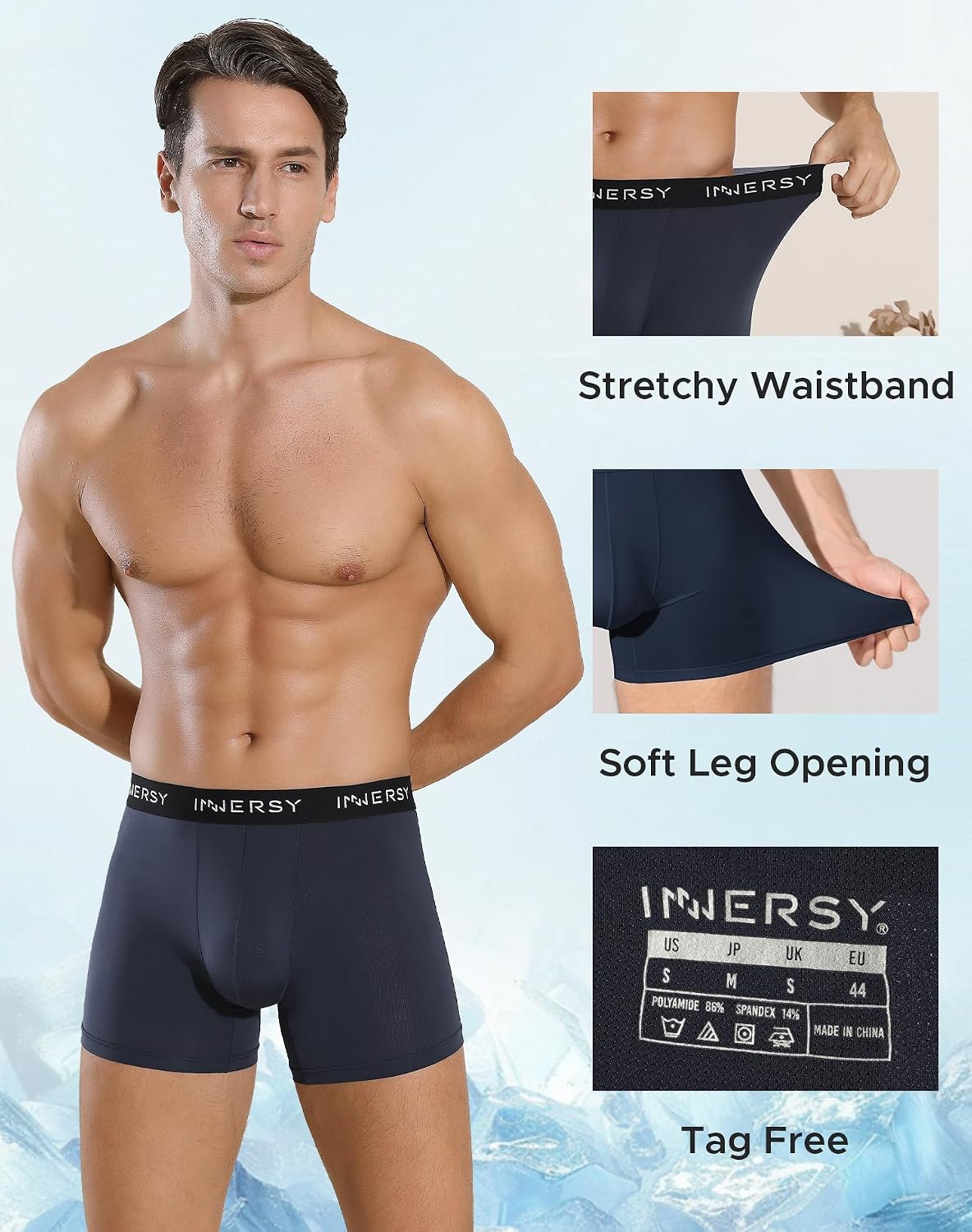 Detalle de INNERSY Mens Mesh Boxers Shorts Multipack (4 pack) with 3D Pouch Trunks