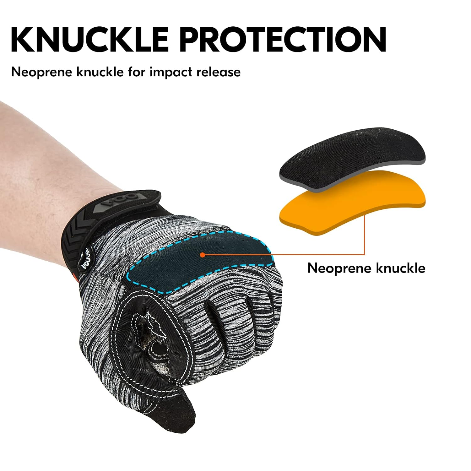 Thumbnail 4 de Vgo... Guanti da lavoro uomo in pelle touchscreen con silicone antischiocco (Tg 10/XL), grigio, 1 paio