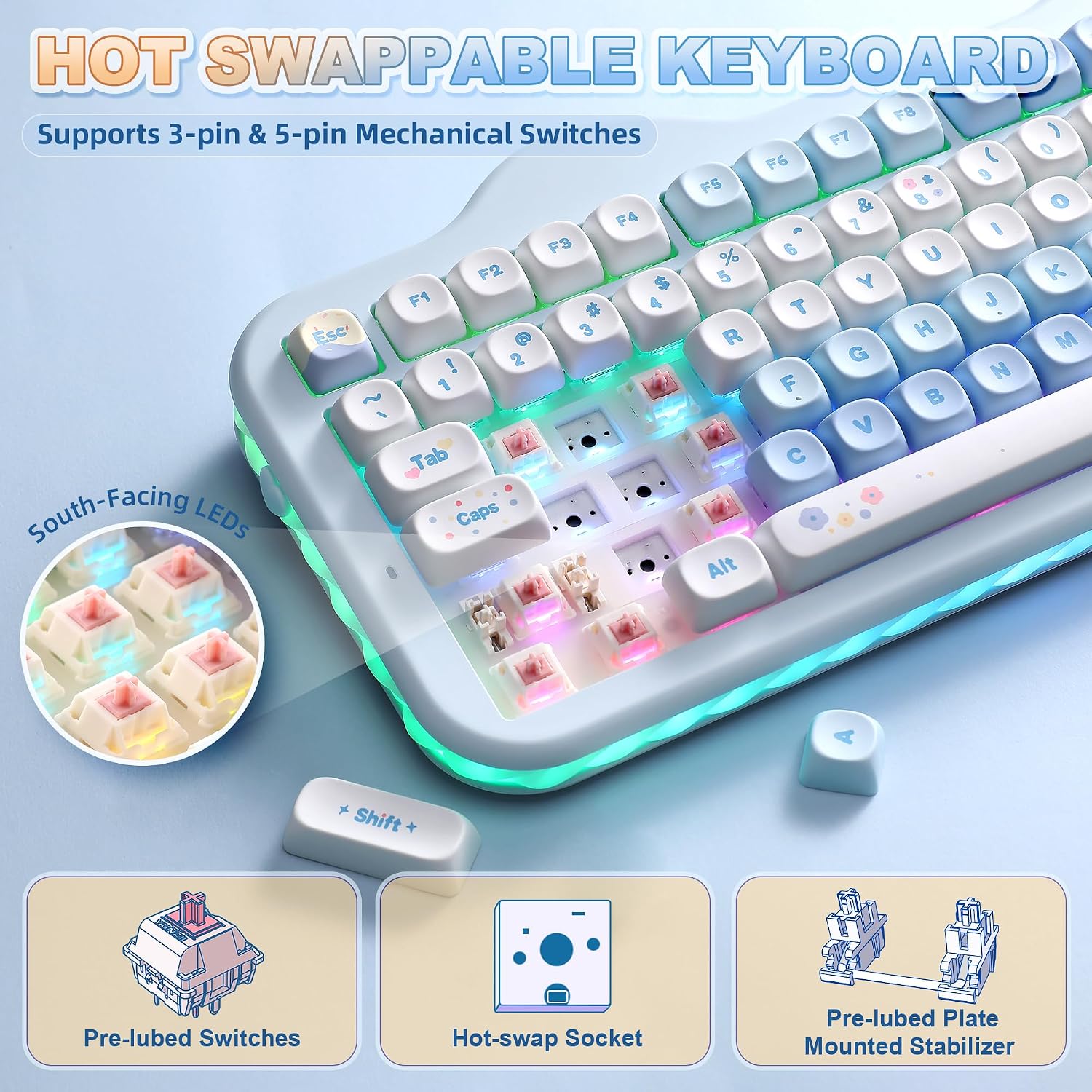 Thumbnail 4 de YUNZII C98 Wireless Mechanical Keyboard with 98 Keys: Creamy Cake Aesthetic Meets Practical 3‑Mode Connectivity