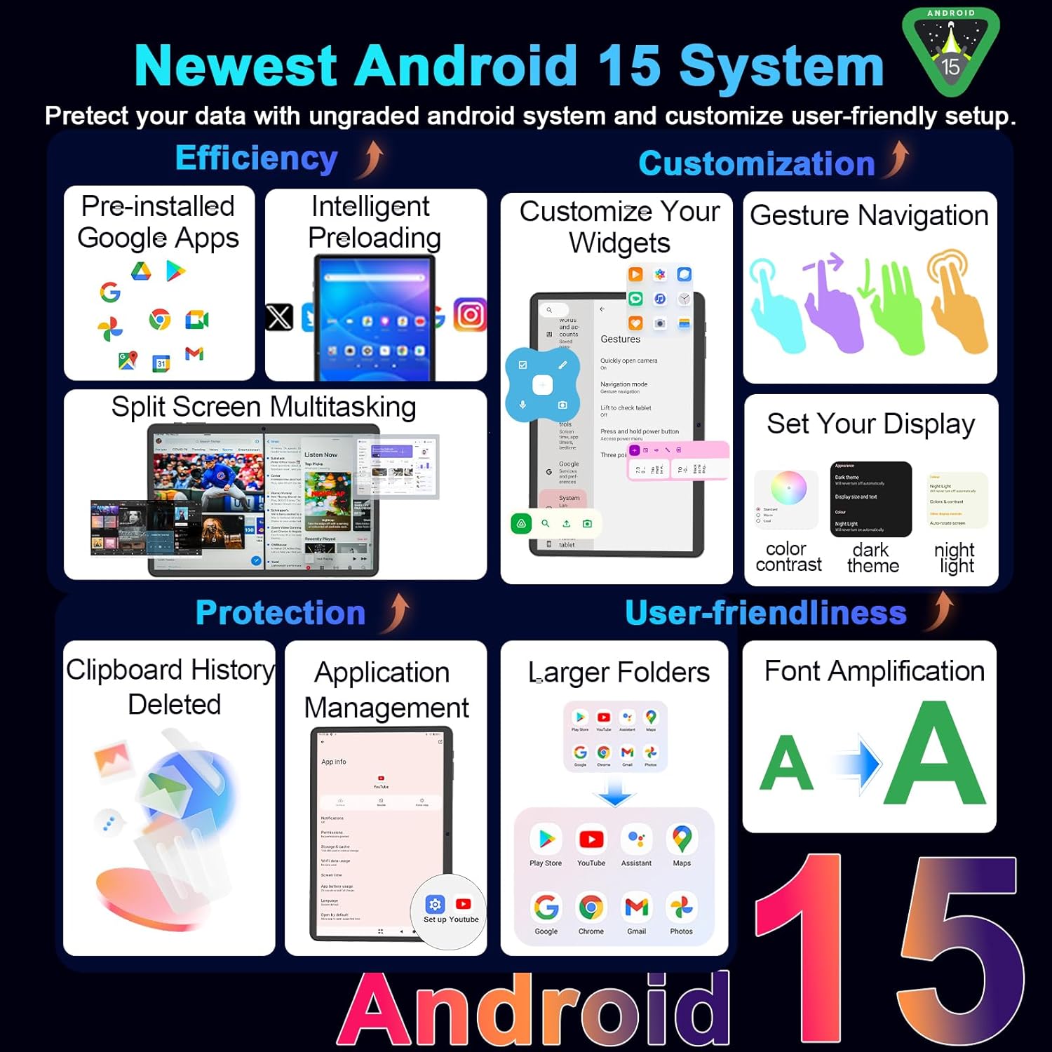 Thumbnail 6 de Suicoey 2026 Tablet with Keyboard: 10-inch Android 15 Power, Gemini AI, 26GB+256GB, Expandable to 2TB