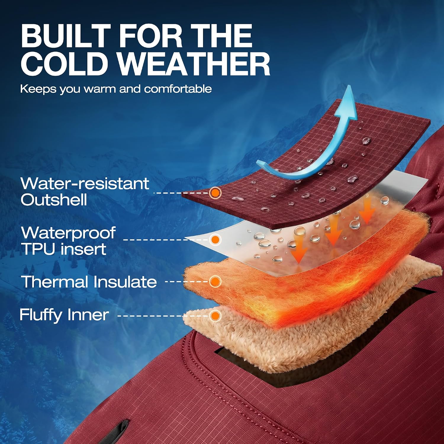 Detalle de SIMARI Winter Gloves, Small Ruby Wine, Touchscreen, Windproof and Waterproof