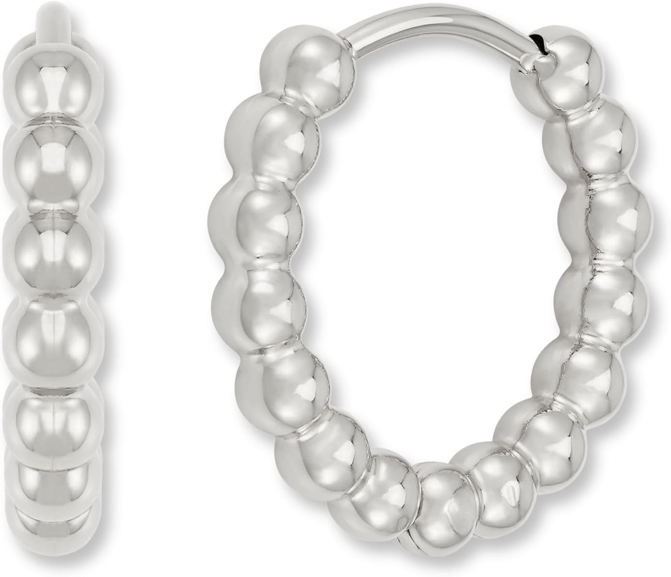 Detalle de GD GOOD.designs Creolen aus Edelstahl für Damen mit Kugeln (15 mm) – wasserfest & hypoallergen