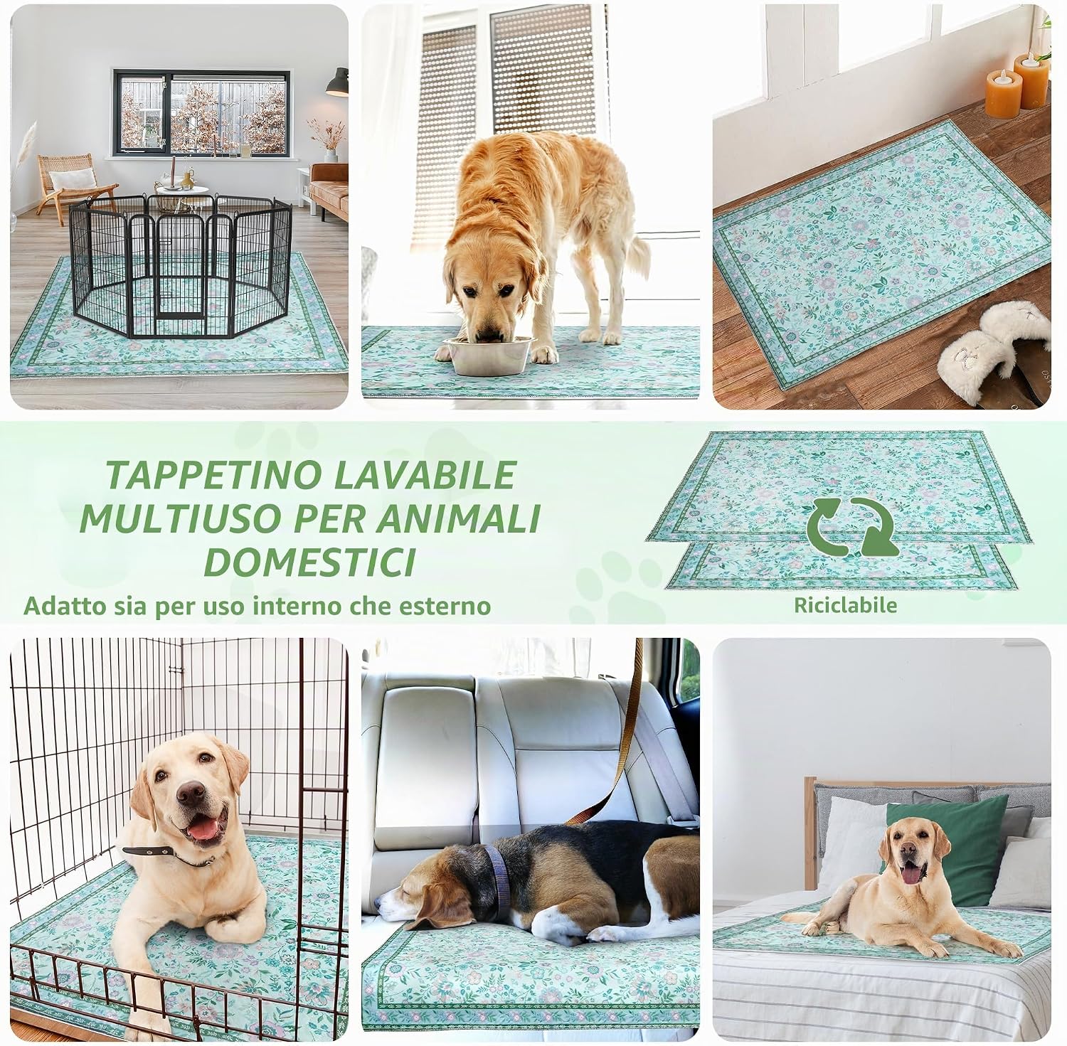 Detalle 2 de BaoDan Traversine lavabili per cani 60x90 cm (2 pezzi) – tappetini antiscivolo, impermeabili e riutilizzabili