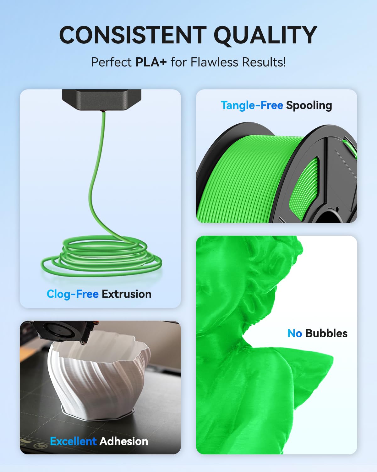 Detalle de JAYO PLA+ Filament 1.75mm Black 1.1KG – Stronger PLA Plus for Everyday 3D Printing