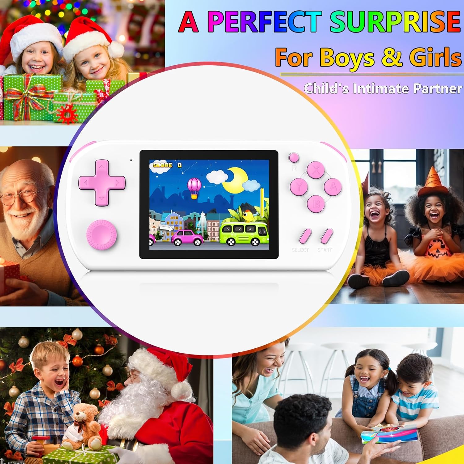 Thumbnail 5 de TEBIYOU Handheld Games for Kids with 3.0" HD Screen and Rechargeable Battery (White) — 218 Built-In Games