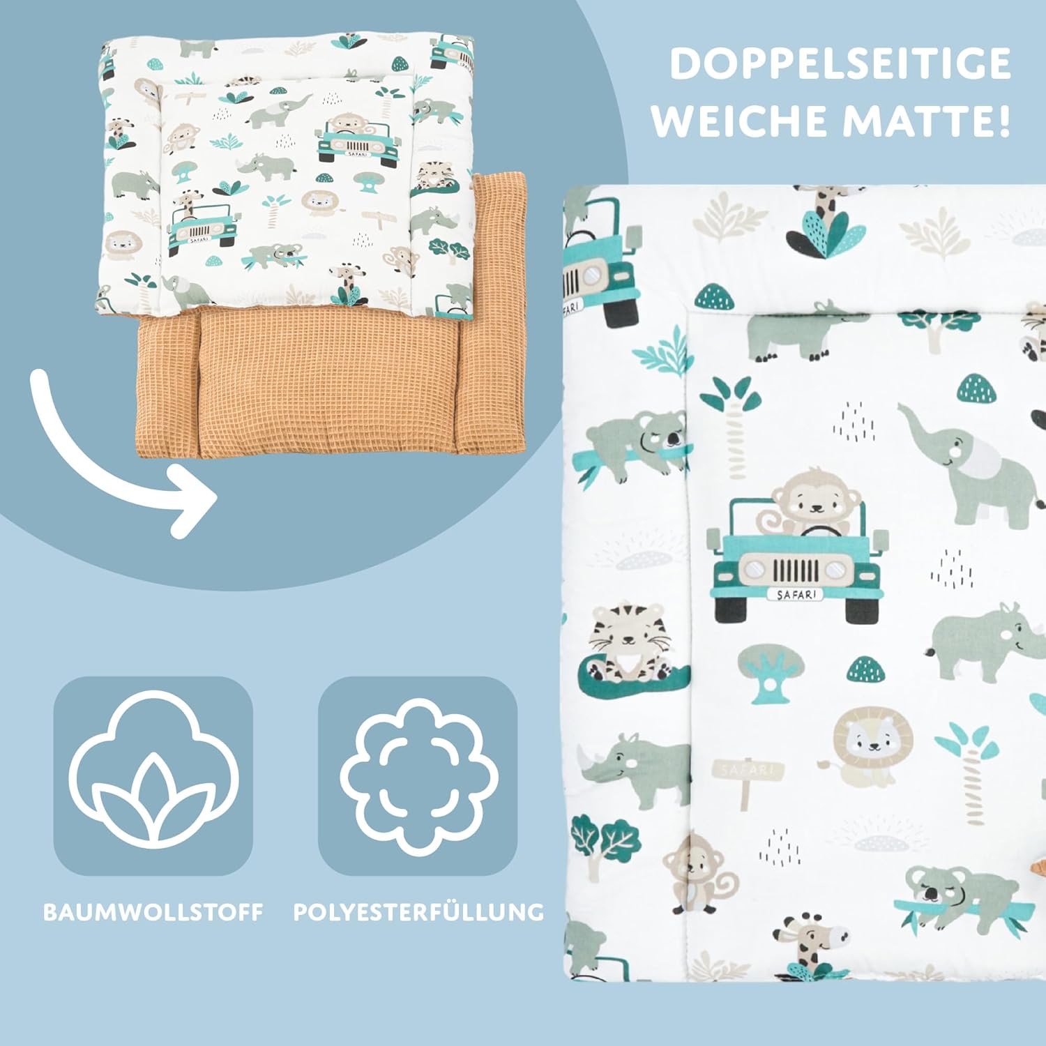 Thumbnail 3 de Totsy Baby Table à langer pour bébé 75x72 cm avec matelas pliable imperméable en coton (lavable) pour commode Hemnes ou Malm