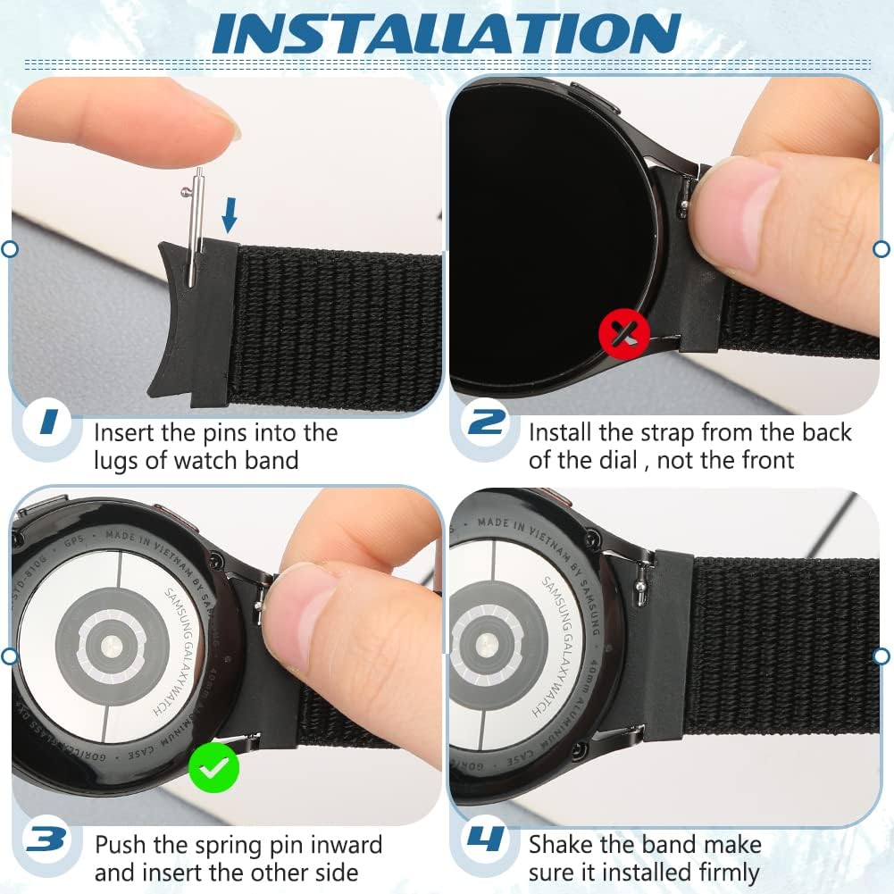 Thumbnail 6 de Runostrich Nylon Watch Strap for Samsung Galaxy Watch (4, 5, 6, 7, FE) – 40mm to 46mm, 43mm to 47mm, 45mm, Soft Sport Loop Replacement