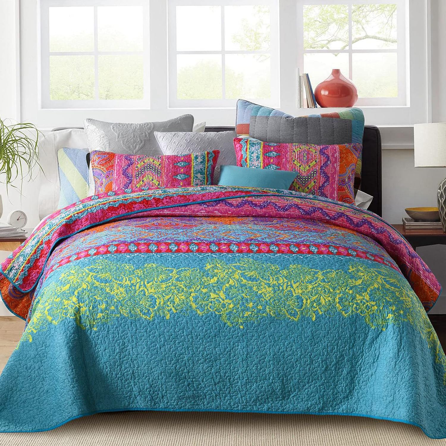 Detalle de Qucover Boho Tagesdecke 220x240 für Doppelbett