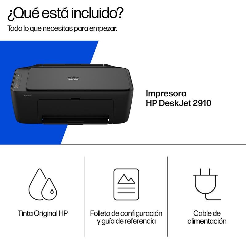 Detalle de HP DeskJet 2910 All-in-One: impresión, escaneo y copias en casa con WiFi y dúplex manual