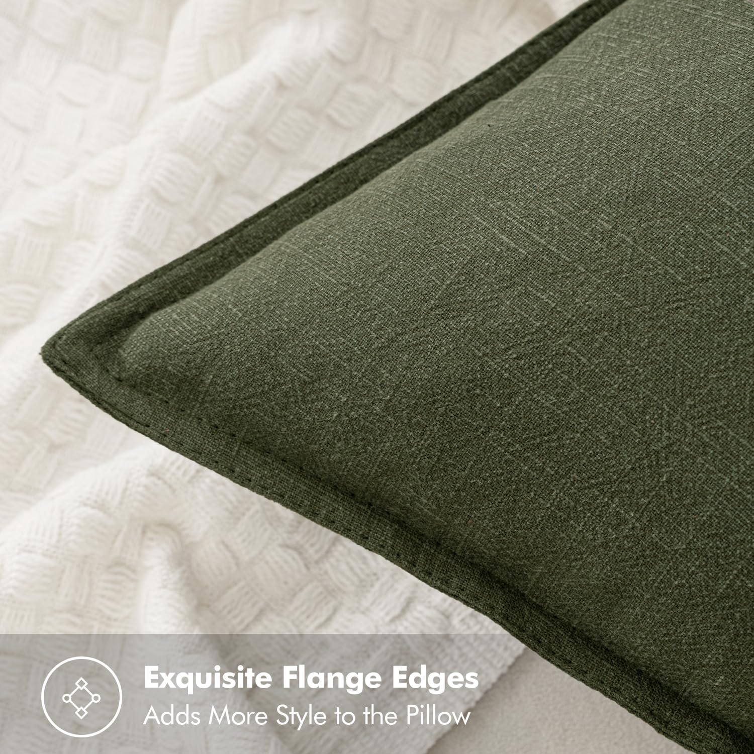 Detalle de MIULEE Linen-Blend Pillow Covers, 18 x 18 Inch