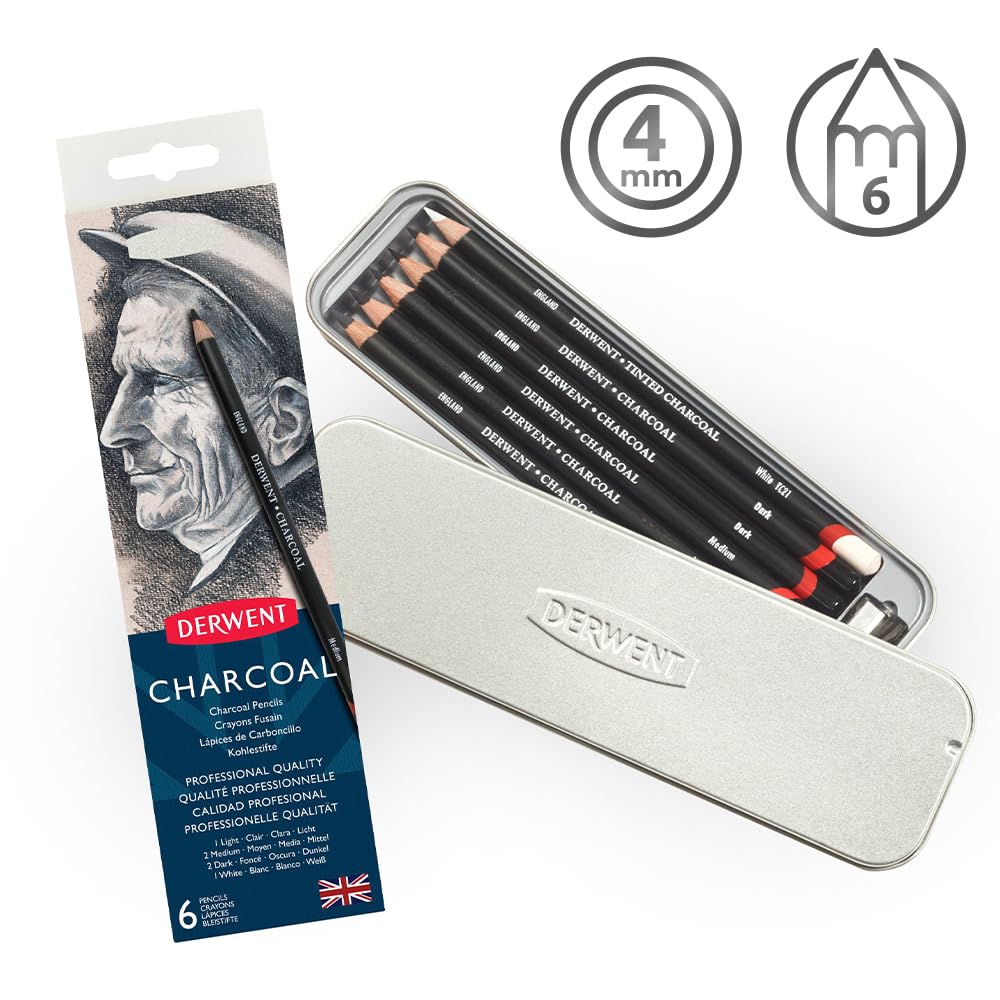 Thumbnail 2 de Derwent Set 6 Crayons fusains ✏️