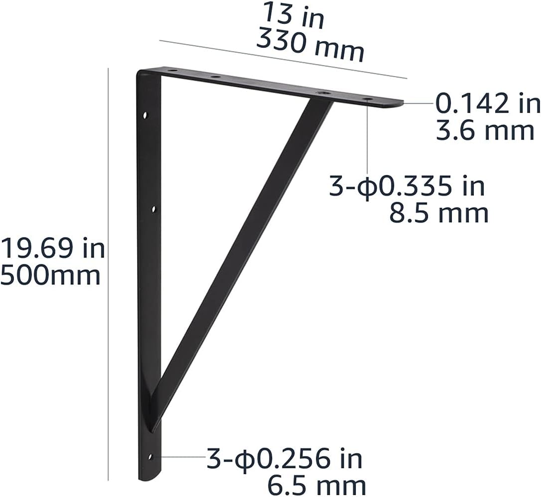 Thumbnail 6 de Amazon Basics AB5502 – czarne wsporniki półek ze stali, 50,8 × 33 cm, 10 szt.