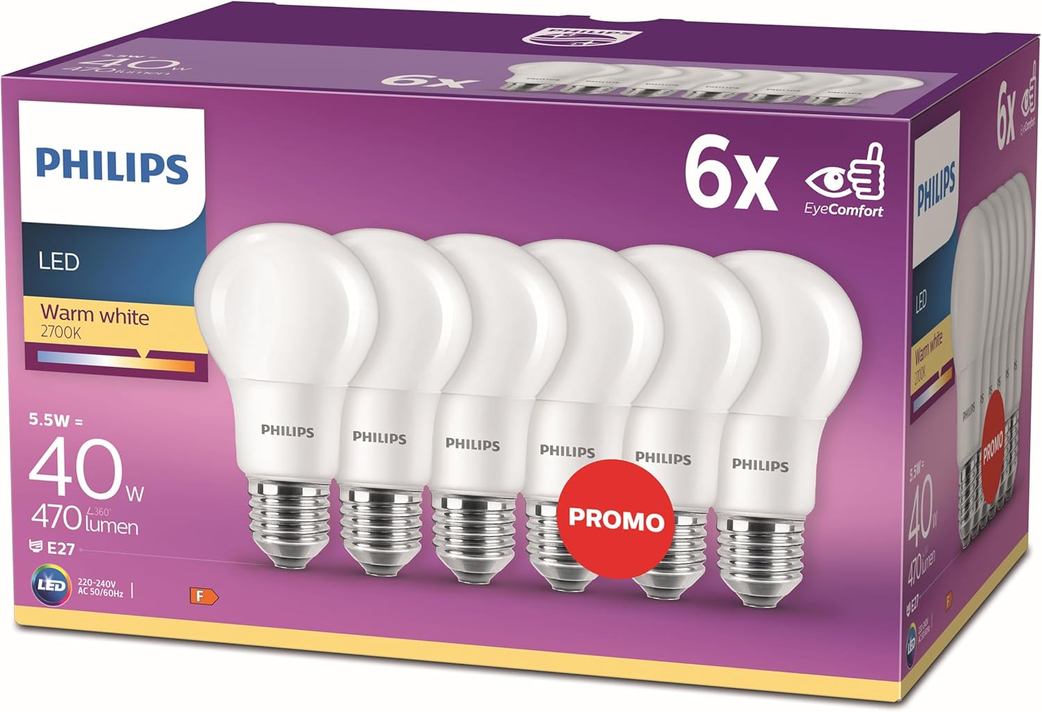 Thumbnail 6 de Philips LED E27 – confezione da 3 lampadine filamento, 4000K, equivalente a 60 W