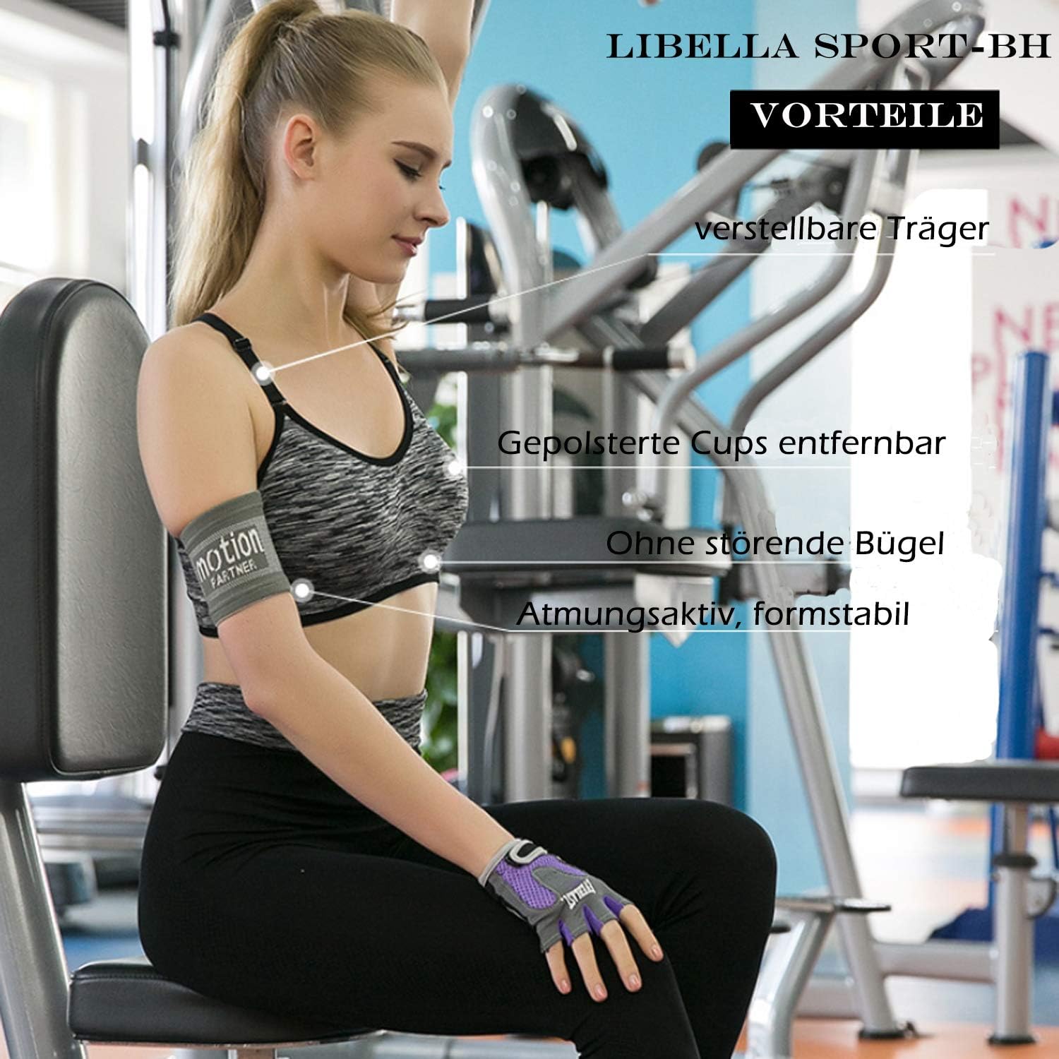 Detalle de Libella reggiseno sportivo push up bustier con sostegno forte e imbottitura (modello 3714)