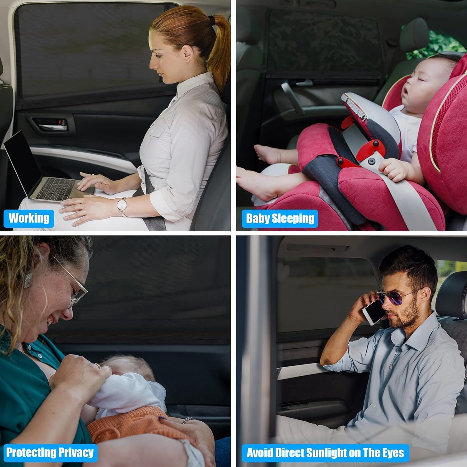 Thumbnail 5 de Sonnenschutz Auto Baby – 2er Set universelle elastische Sonnenblenden fürs Seitenfenster (Netz) mit UV- & Hitzeschutz