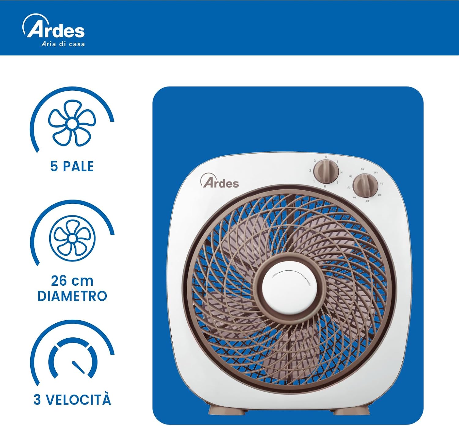 Detalle de Ardes FLOOR 26: Ventilatore Portatile 45W con Oscillazione e 6 Pale