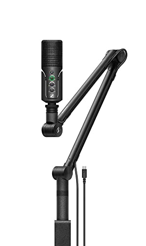 Detalle de Sennheiser Profile Streaming Set mit USB-C Mikrofon, Boom Arm und Kabelaufbewahrung – Schwarz (700100)