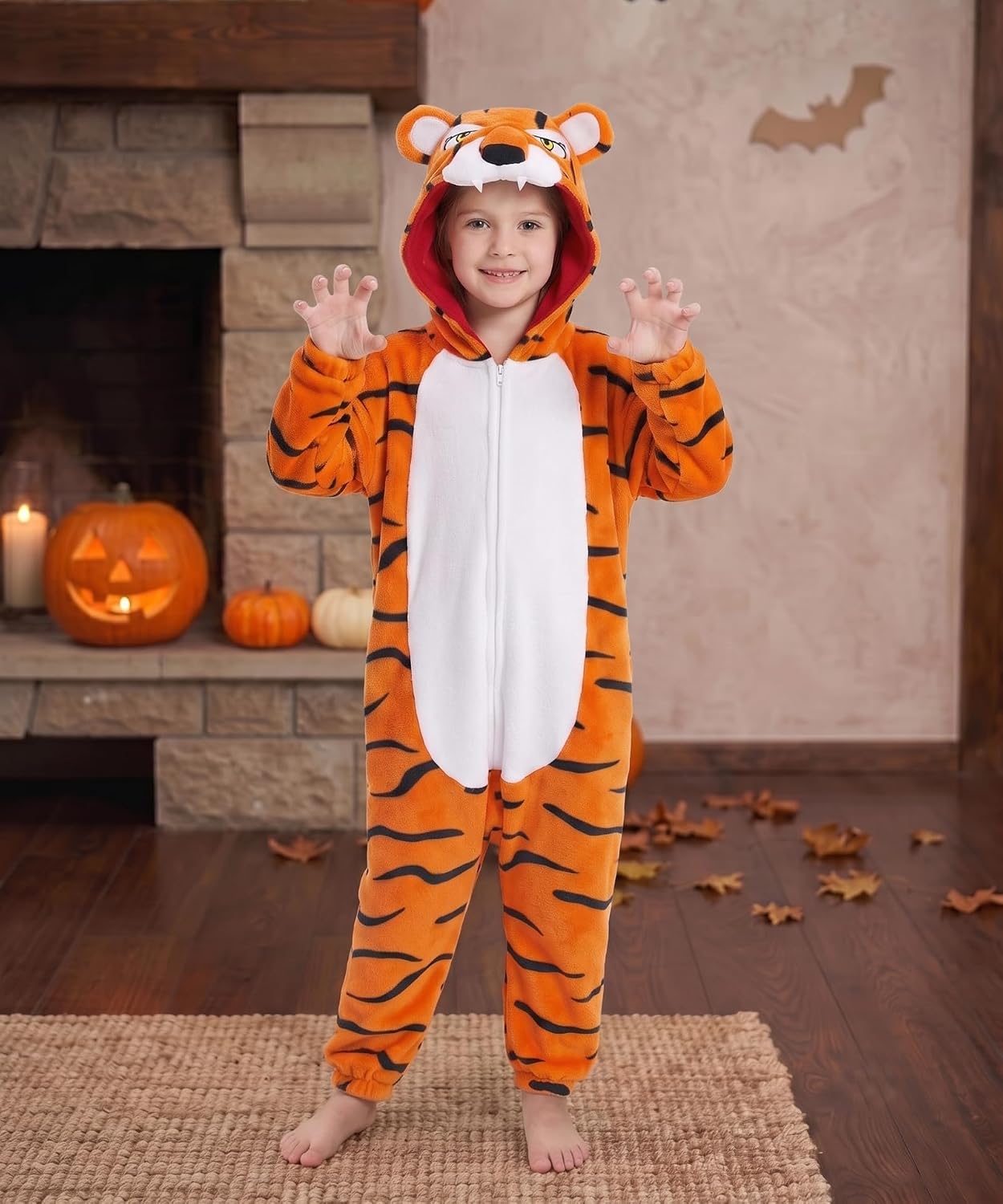 Detalle 2 de LONULAIN Unisex Kids Animal Onesie Pajamas, Flannel Hooded Costume