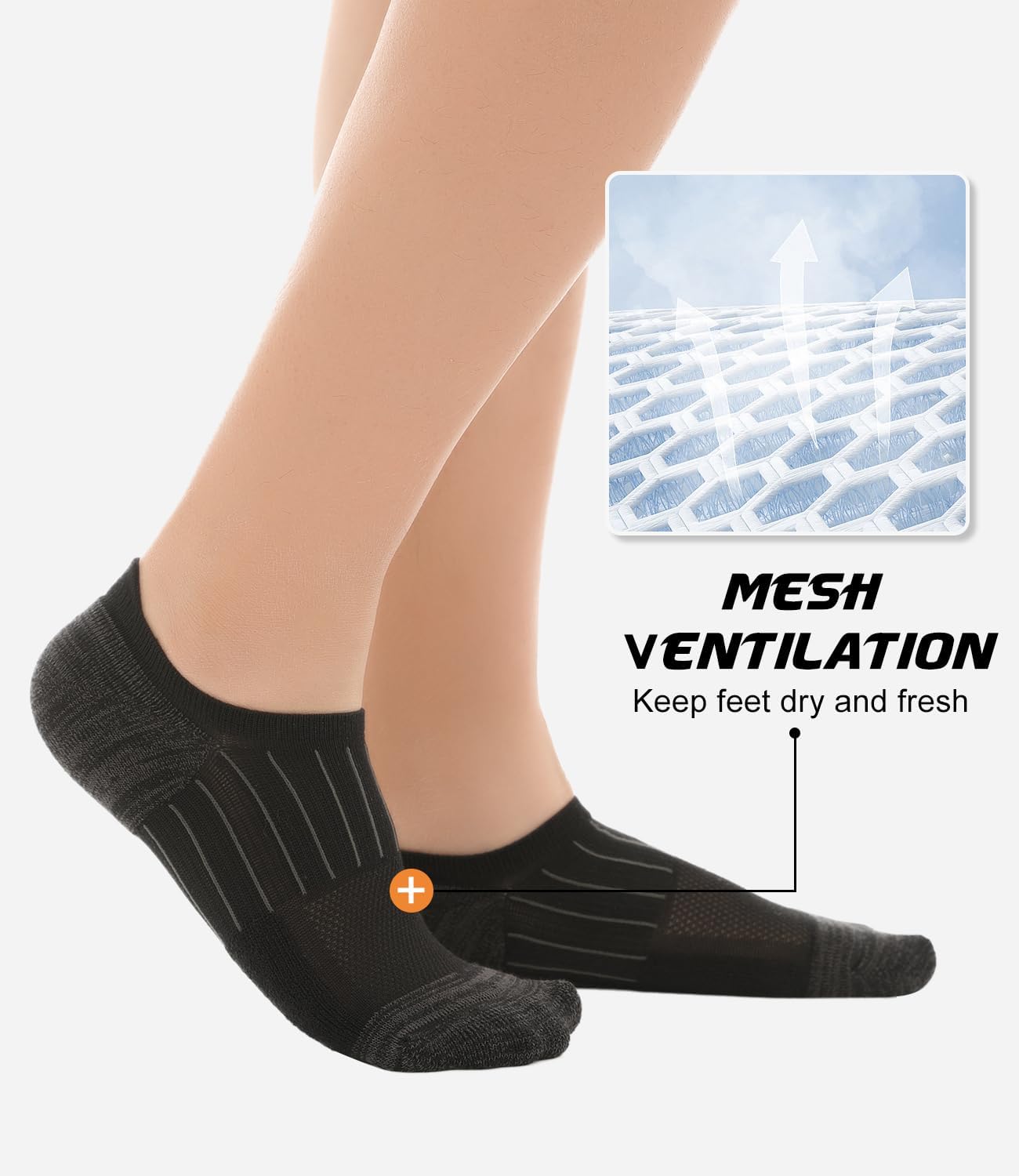 Detalle de BAMBOO COOL No Show Socks for Men – Low Cut Ankle with Non-Slip Grip