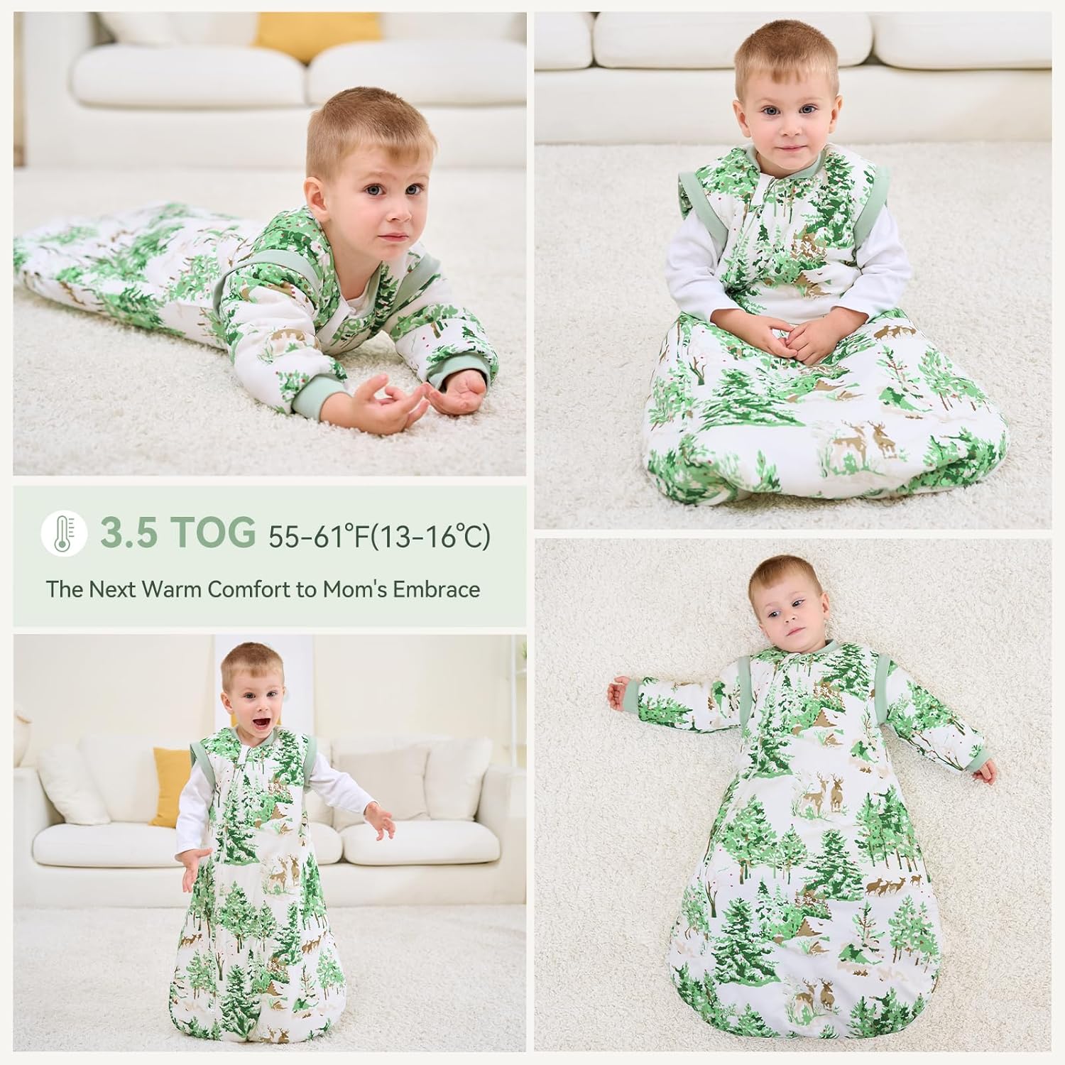 Thumbnail 6 de Unnivoll Winter-Schlafsack Baby 3,5 Tog (18–36 Monate) mit abnehmbaren Ärmeln, Baumwolle