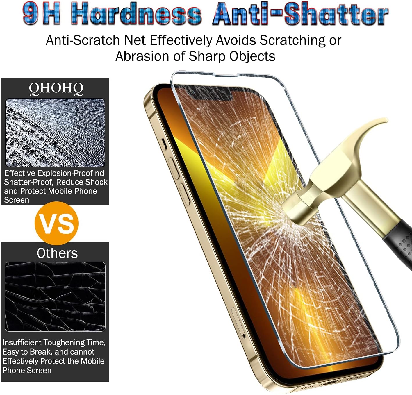 Thumbnail 6 de QHOHQ iPhone 13 Pro 6.1-Inch Tempered Glass Screen & Camera Protectors, 9H