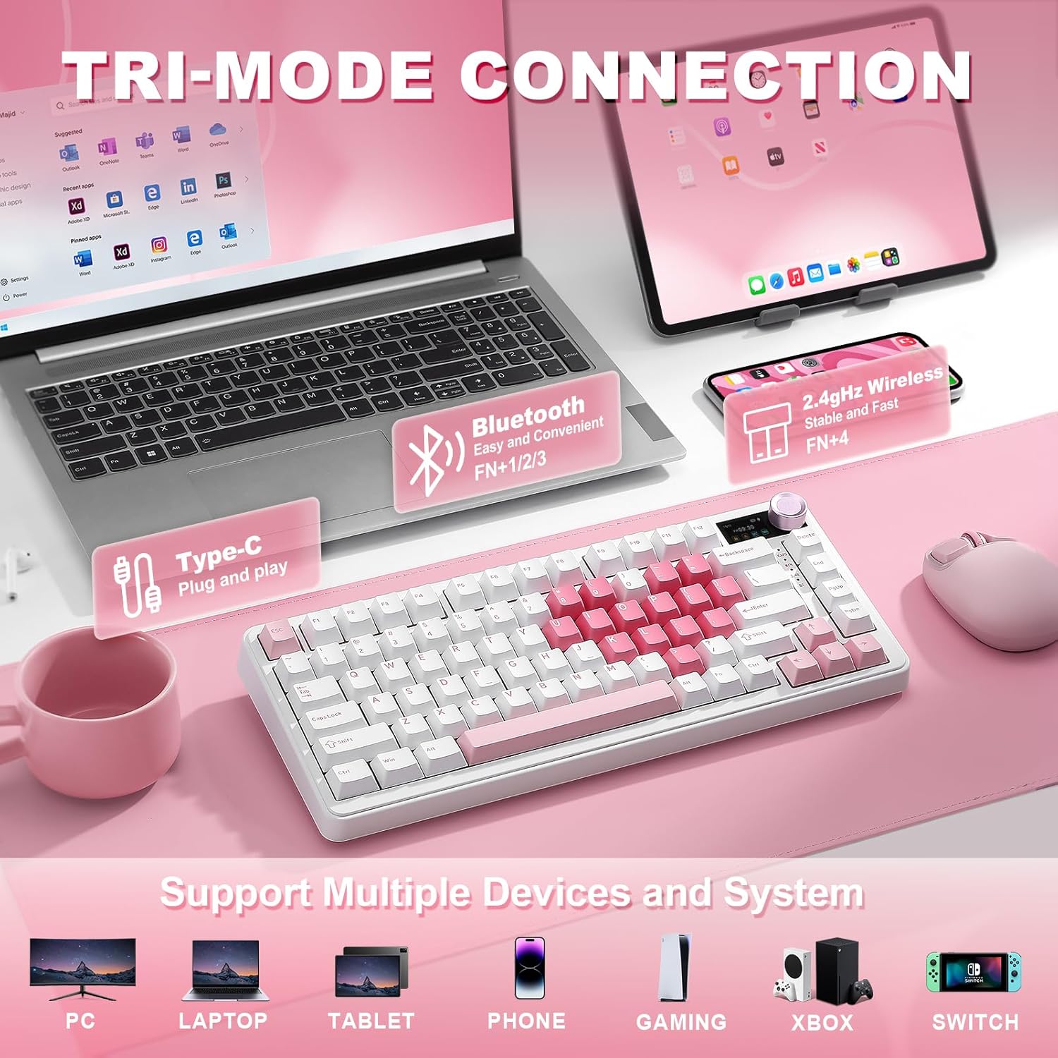 Thumbnail 2 de YUNZII B75 PRO MAX: 75% mechanische Gaming-Tastatur mit Bildschirm, Drehregler und QMK/VIA