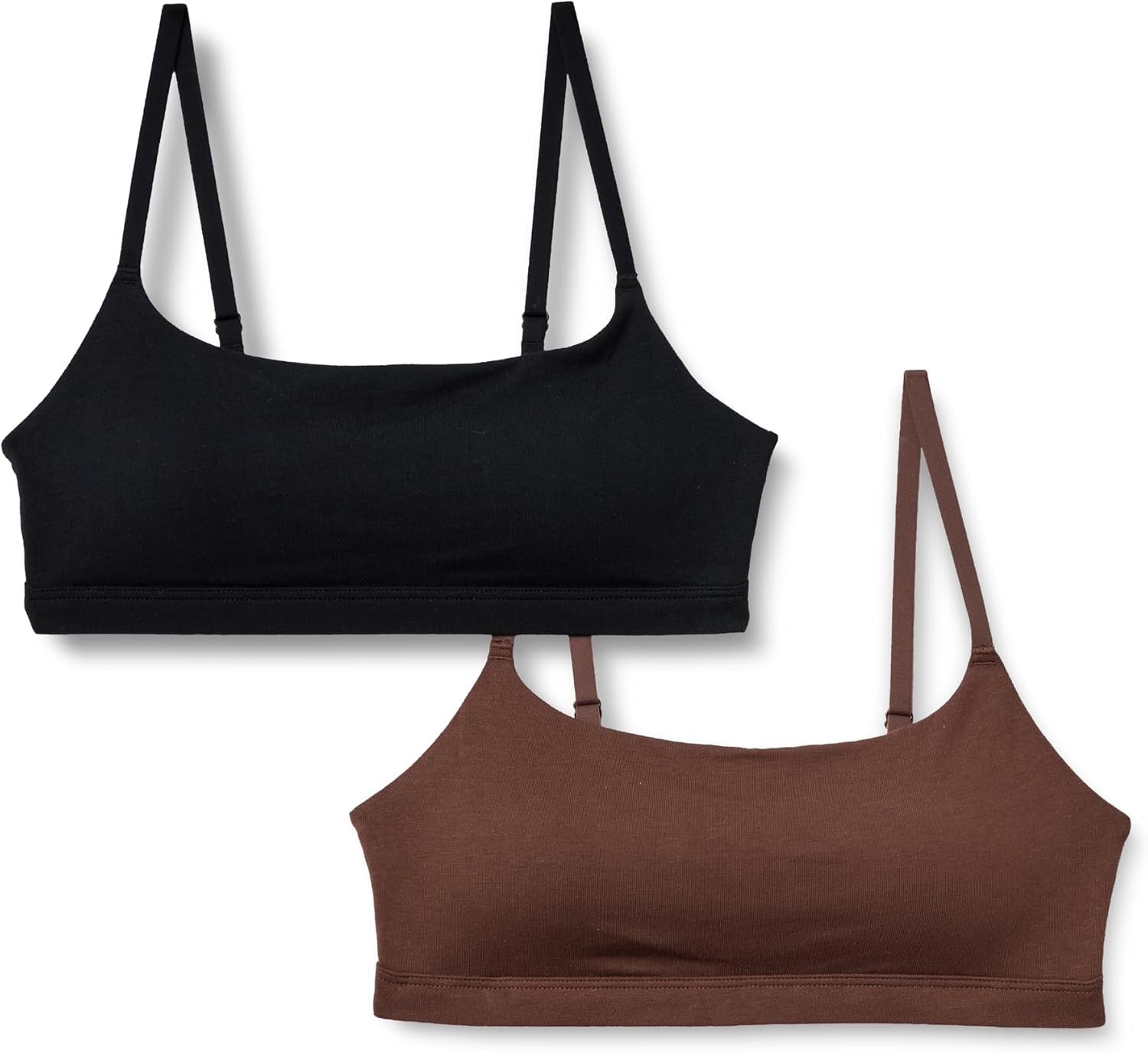 Detalle de Amazon Essentials Women's Cotton Jersey Adjustable Scoop Bralette (Pack of 2)