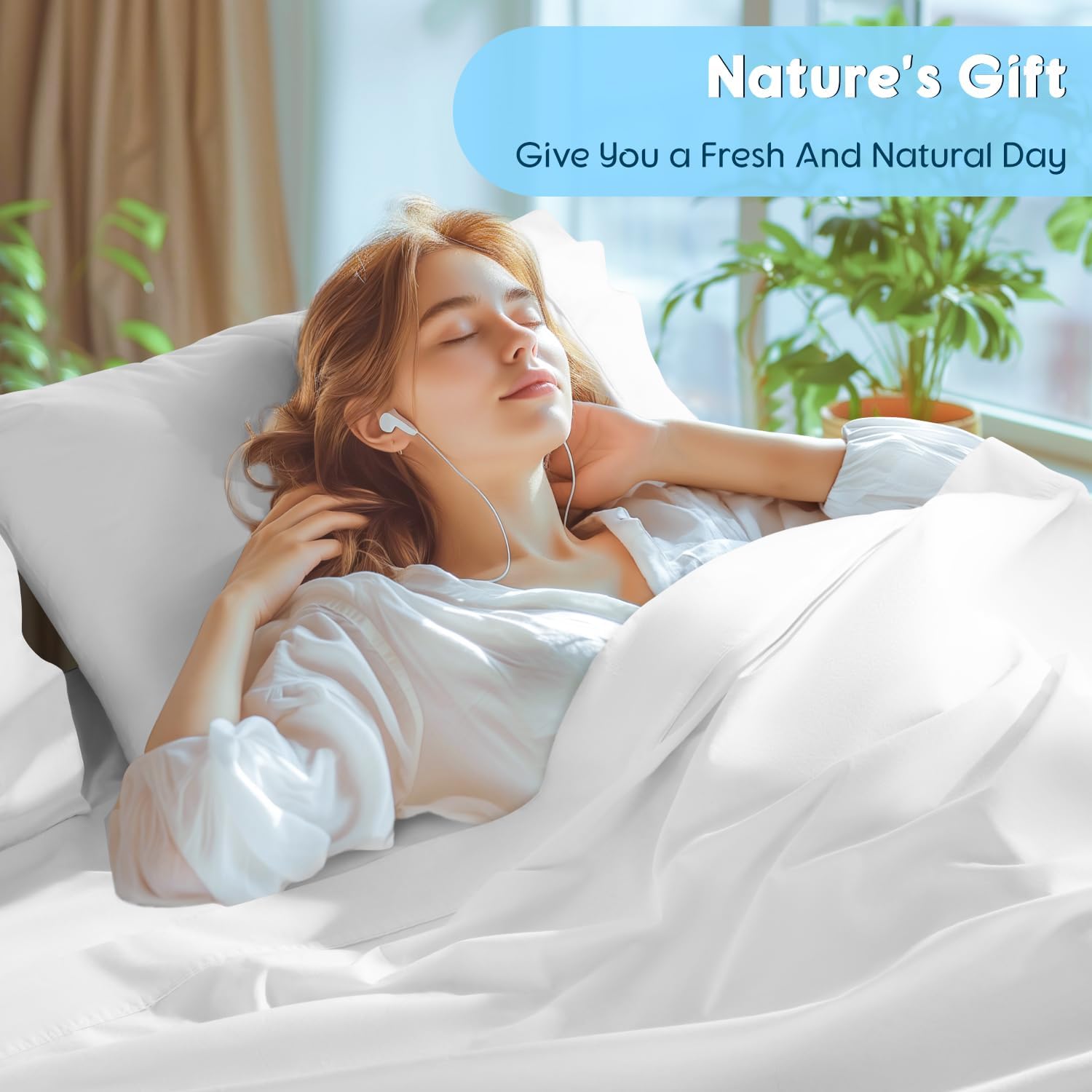 Thumbnail 3 de SONORO KATE 100% Egyptian Cotton Sheets Set, King Size – Extra Deep Pocket, 1000 Thread Count, White