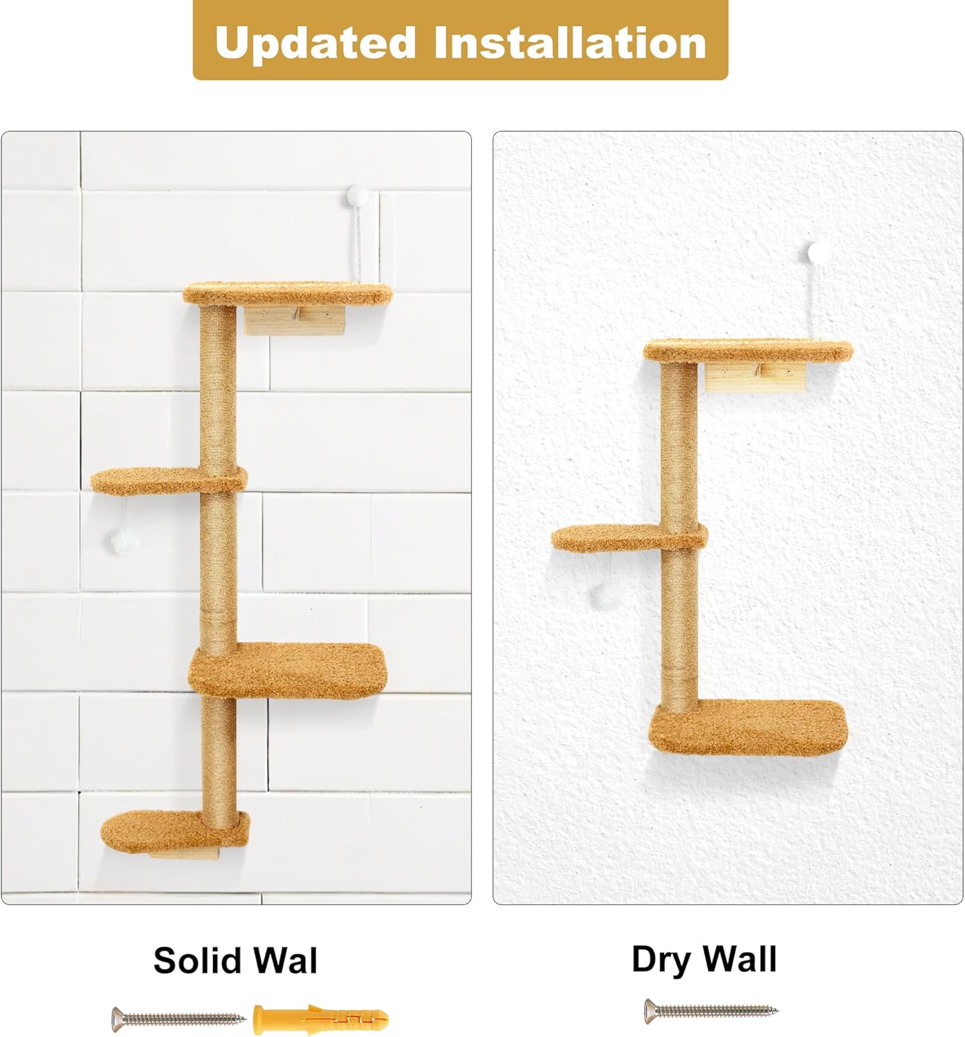 Thumbnail 5 de Brown Wall Mounted Cat Wall Climber 49″ tall 🐱