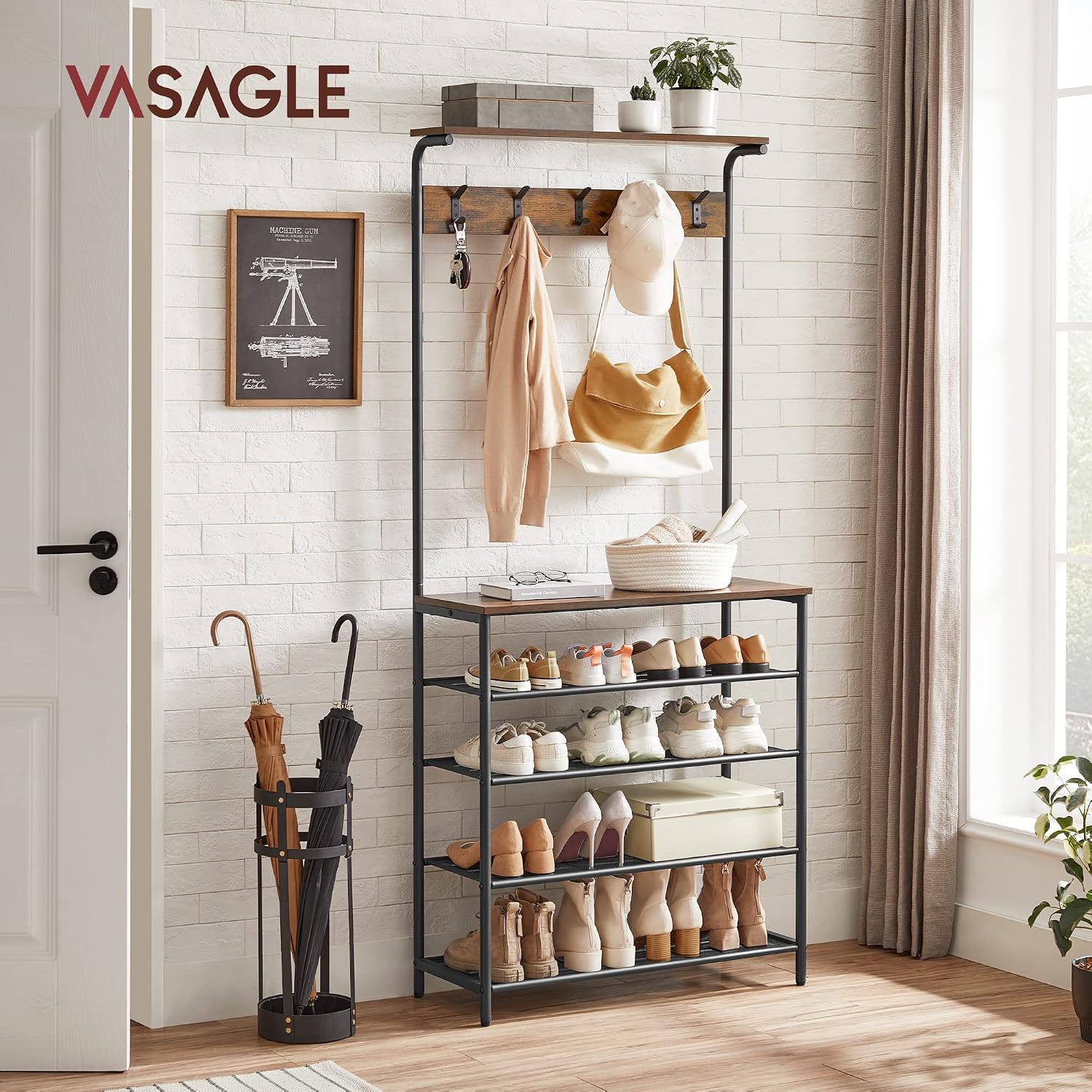 Detalle 2 de VASAGLE Hallway Clothes Rack HSR408B01