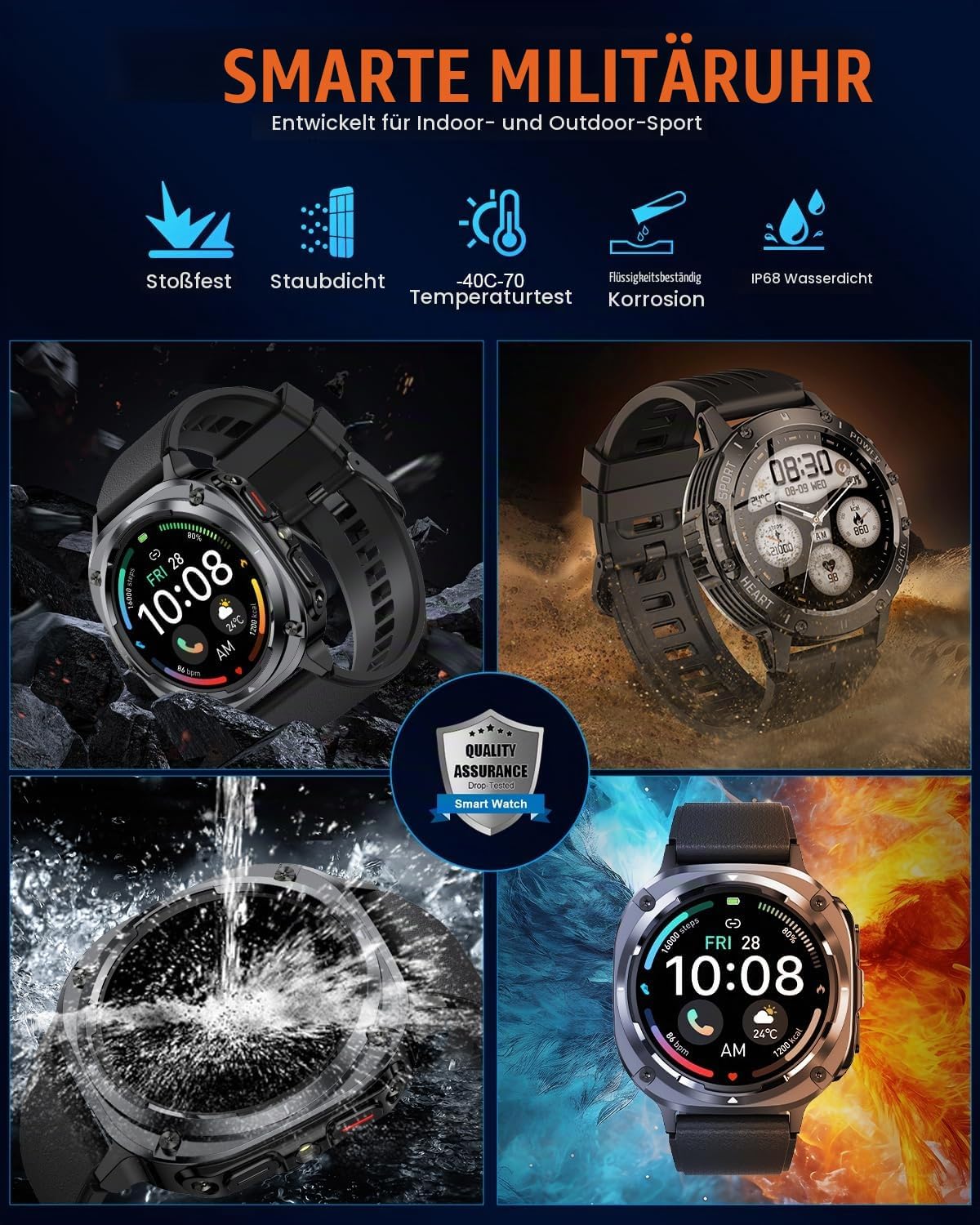 Thumbnail 6 de TIMU Smartwatch für Herren – 1,45 Zoll AMOLED, Bluetooth Anruffunktion und 30 Tage Standby