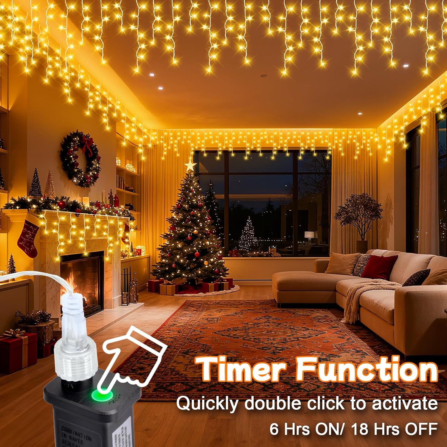 Detalle 2 de Gcstnn 20M icicle lights Warm White 🎄