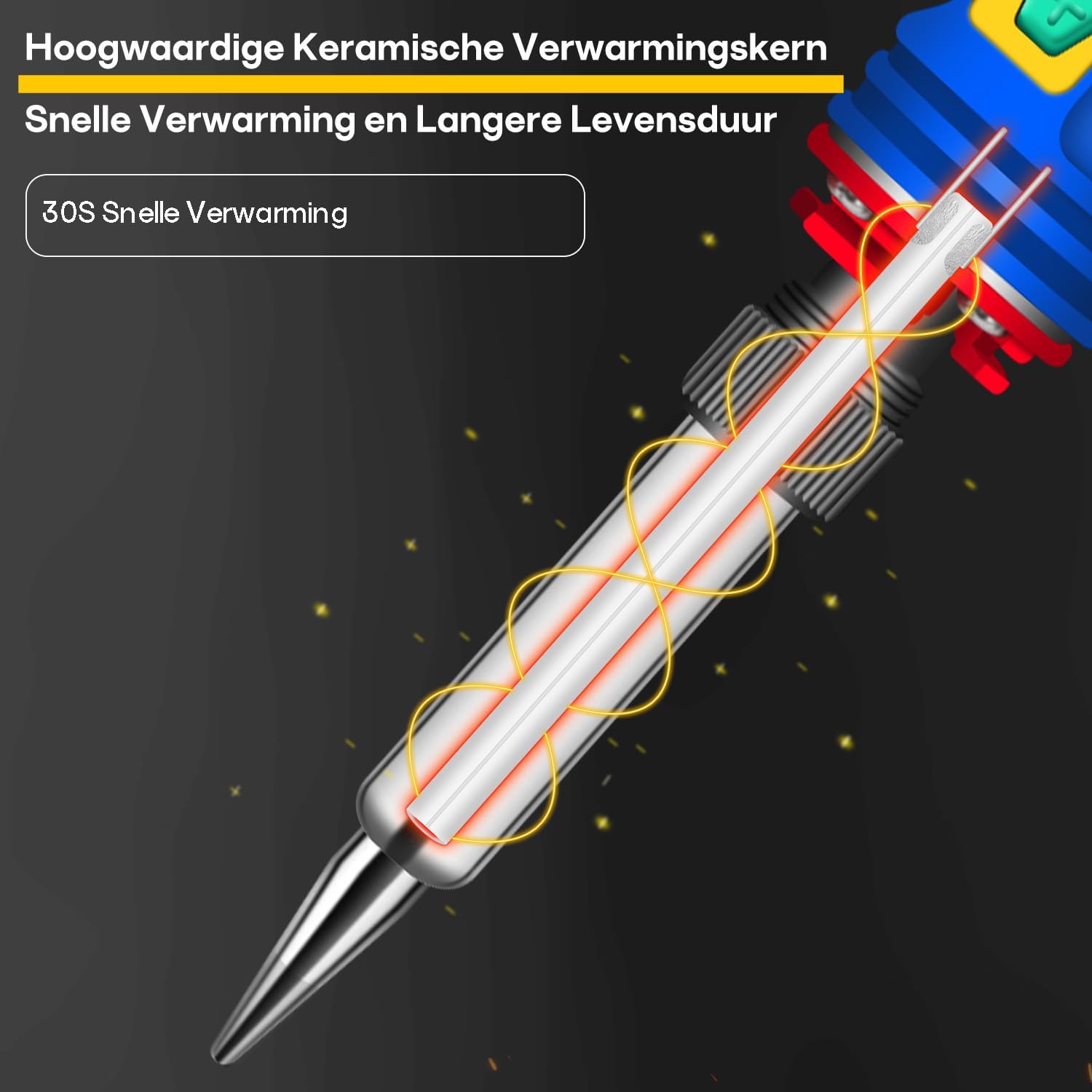 Thumbnail 4 de Wiecok 908 soldeerbout 100 W met lcd-scherm en 5 soldeerstiften