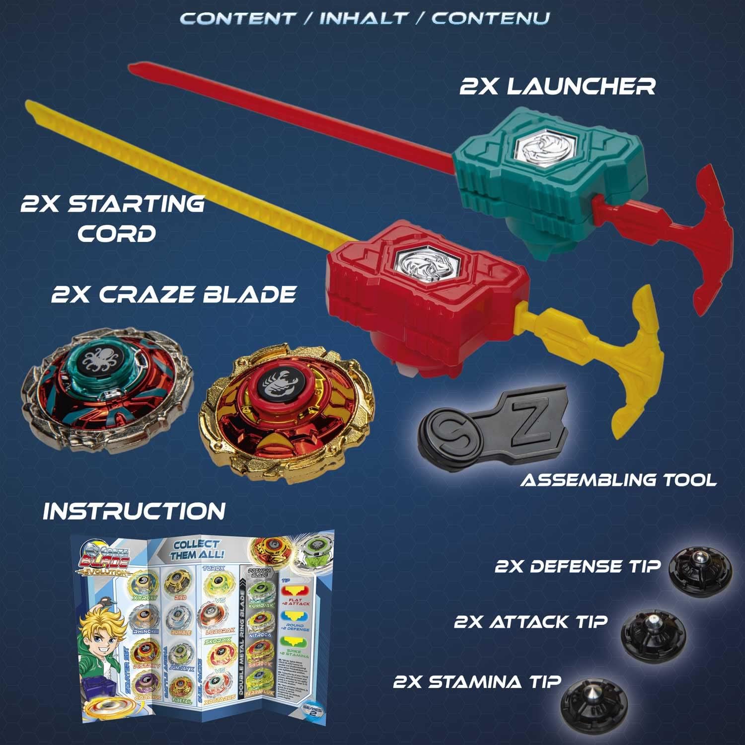 Thumbnail 1 de Set CRAZE BLADE Combat Skorpix Xoctarus Evolution (2 toupies métal) avec lanceurs