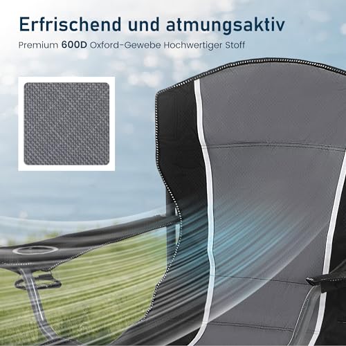 Detalle de HIGH POINT SPORTS Campingstuhl Faltbar Angelstuhl – Stabiles Klappdesign, 160 kg Belastung
