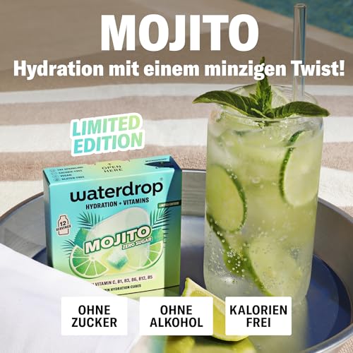 Detalle de waterdrop Mojito – 12 Würfel, Zuckerfrei, vegan, mit Vitamin C & B